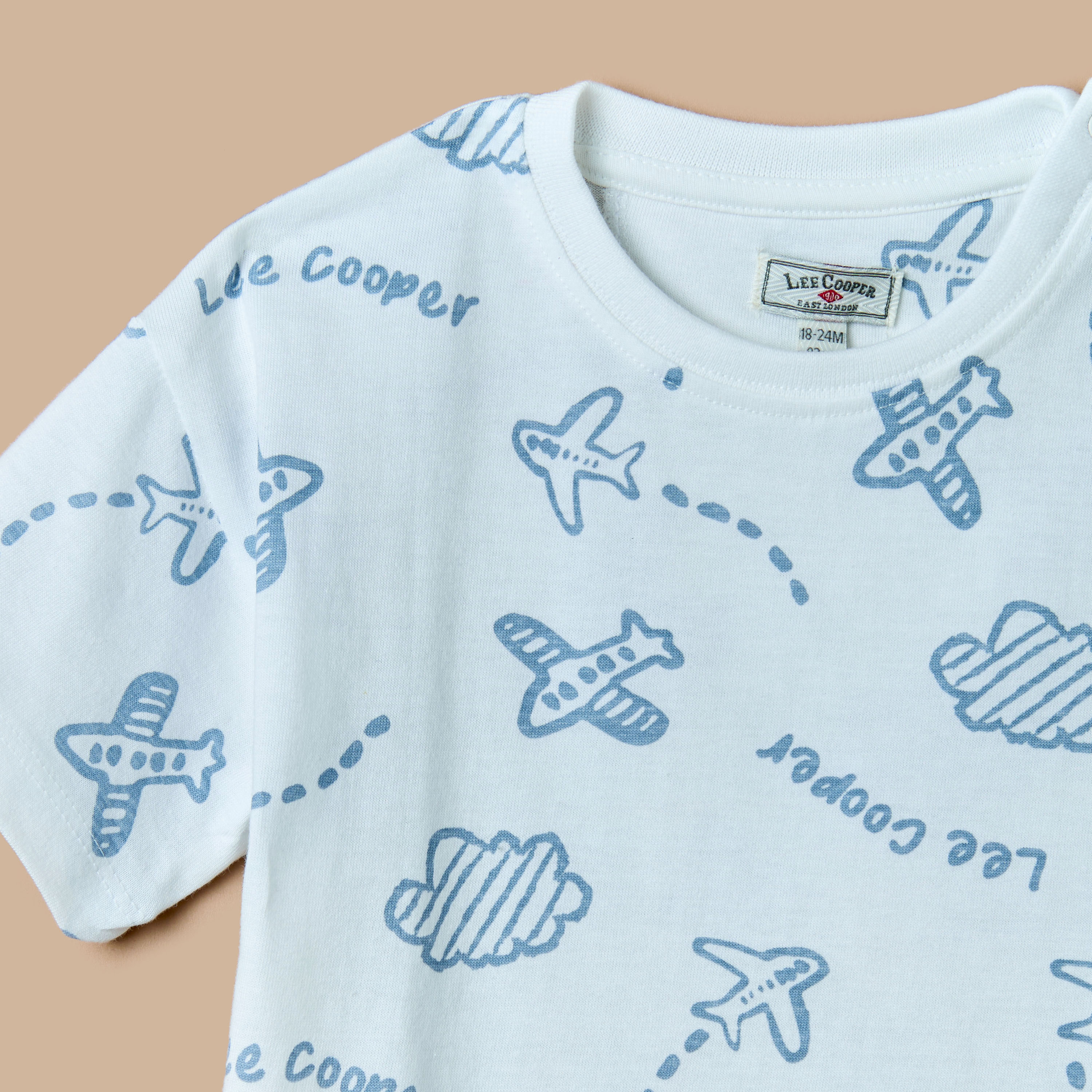 Lee Cooper All-Over Airplane Print T-shirt with Short Sleeves and Crew Neck-baby-boys-clothing-tshirtsandpolos-image-3
