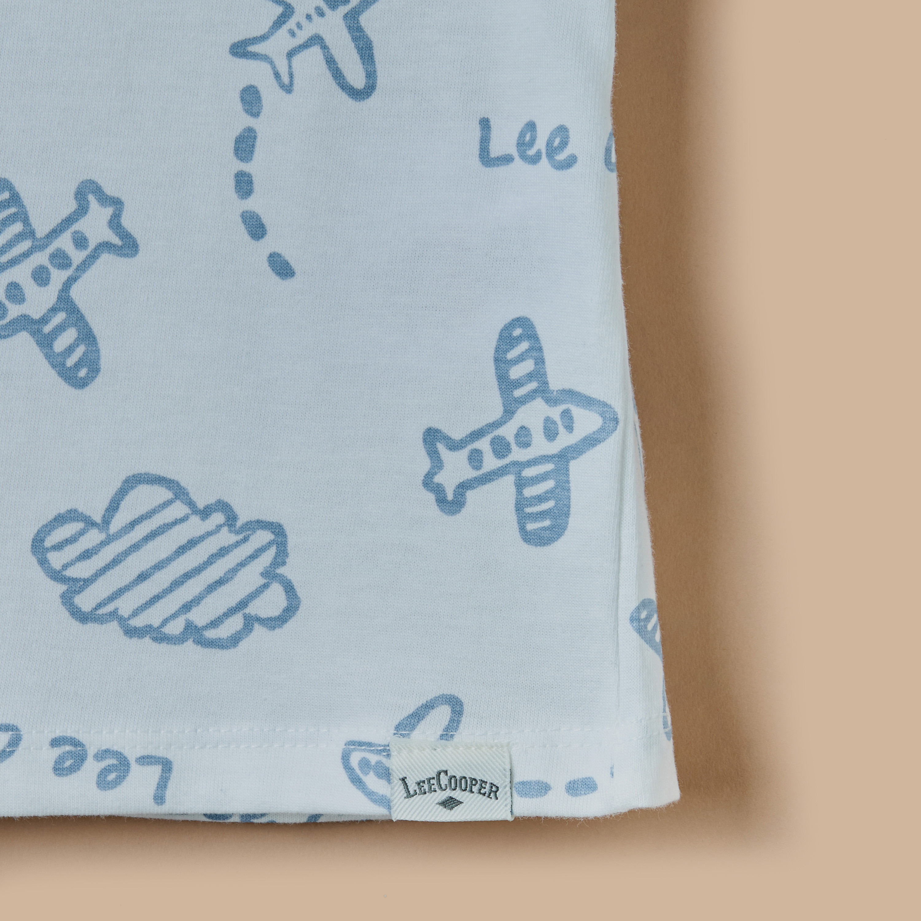 Lee Cooper All-Over Airplane Print T-shirt with Short Sleeves and Crew Neck-baby-boys-clothing-tshirtsandpolos-image-4