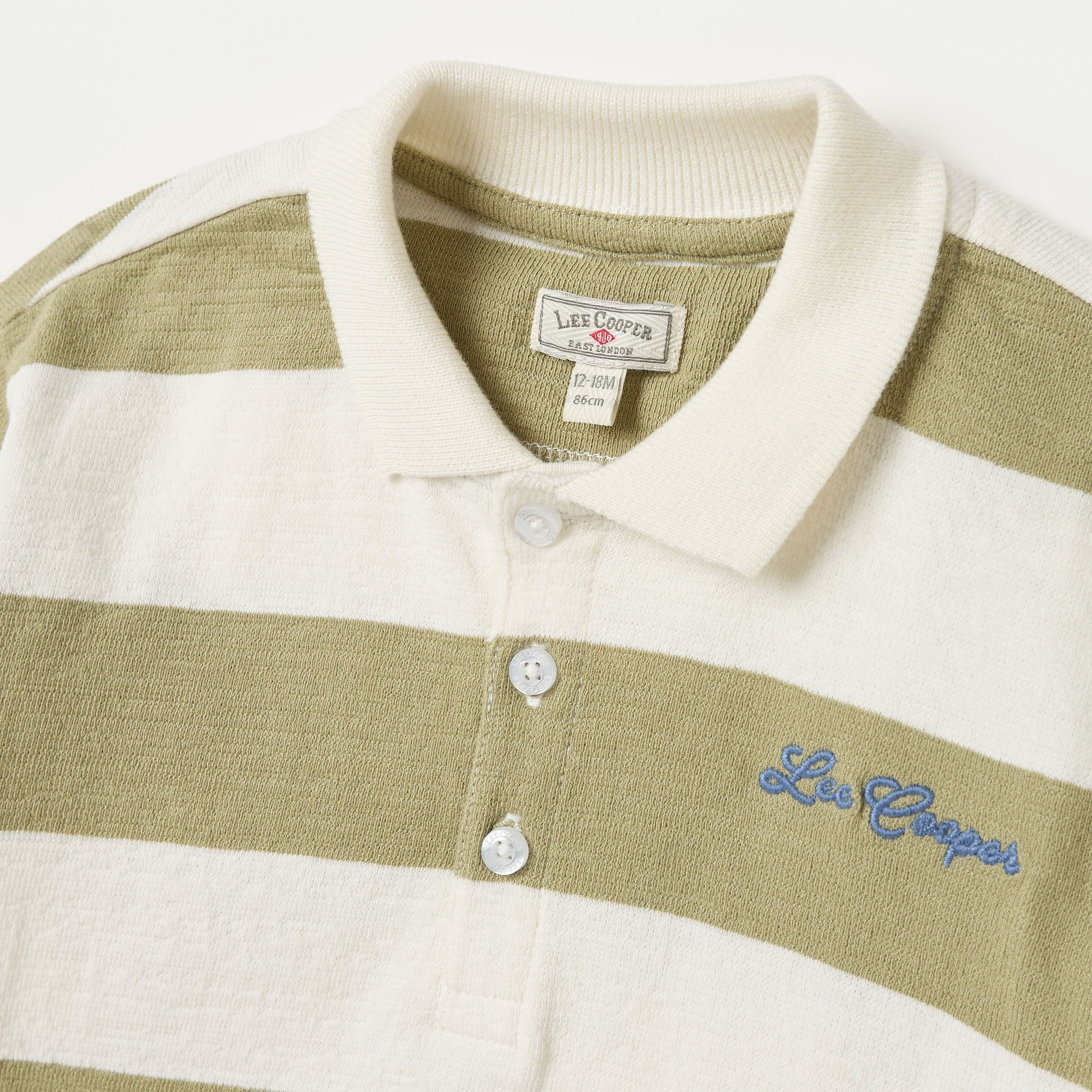 Lee Cooper Striped Polo T-shirt with Short Sleeves and Button Placket-baby-boys-clothing-tshirtsandpolos-image-3