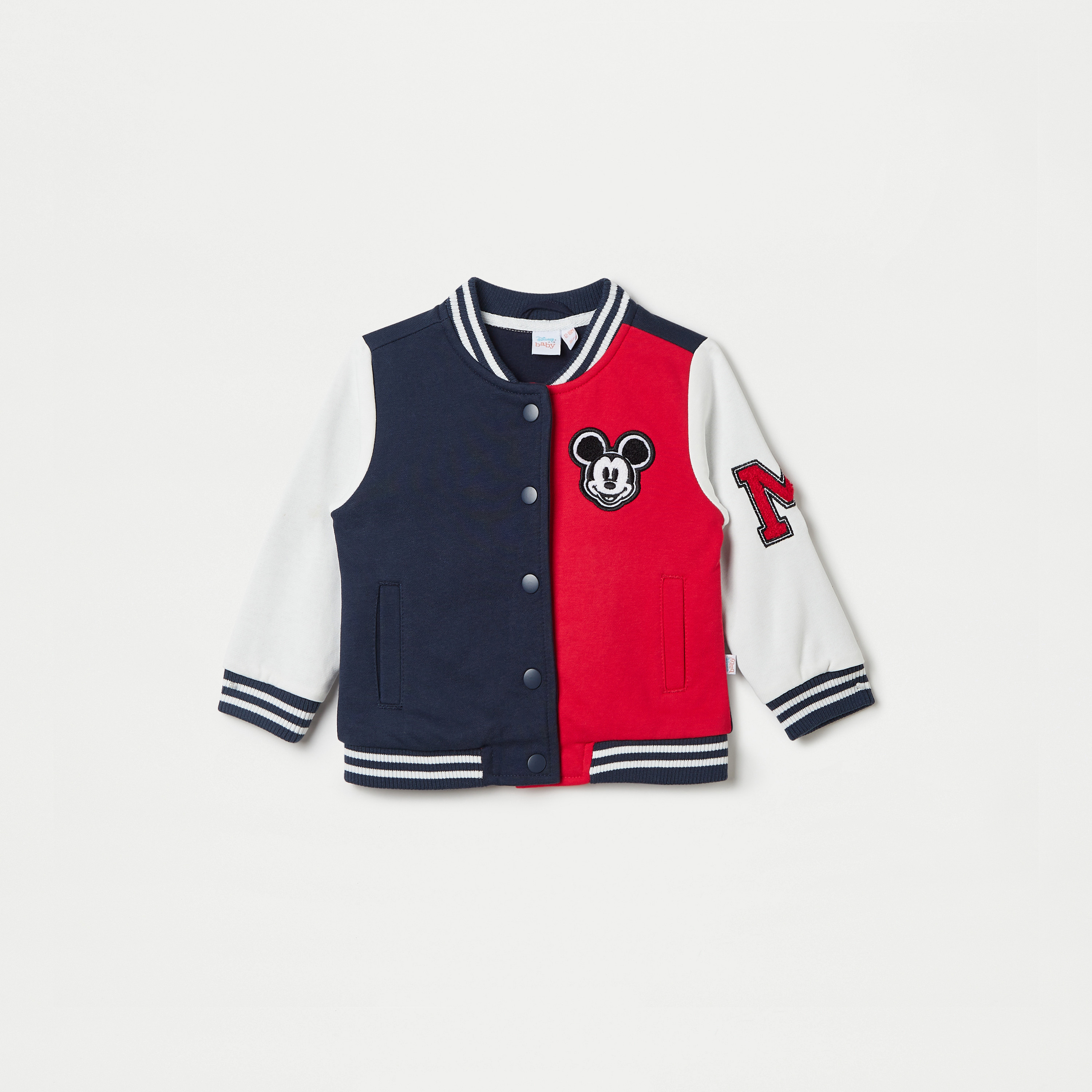 جاكيت ثقيل بطبعات ميكي ماوس مع زر للإغلاق وجيوب-baby-boys-clothing-winterwear-jacketsandblazers-image-1