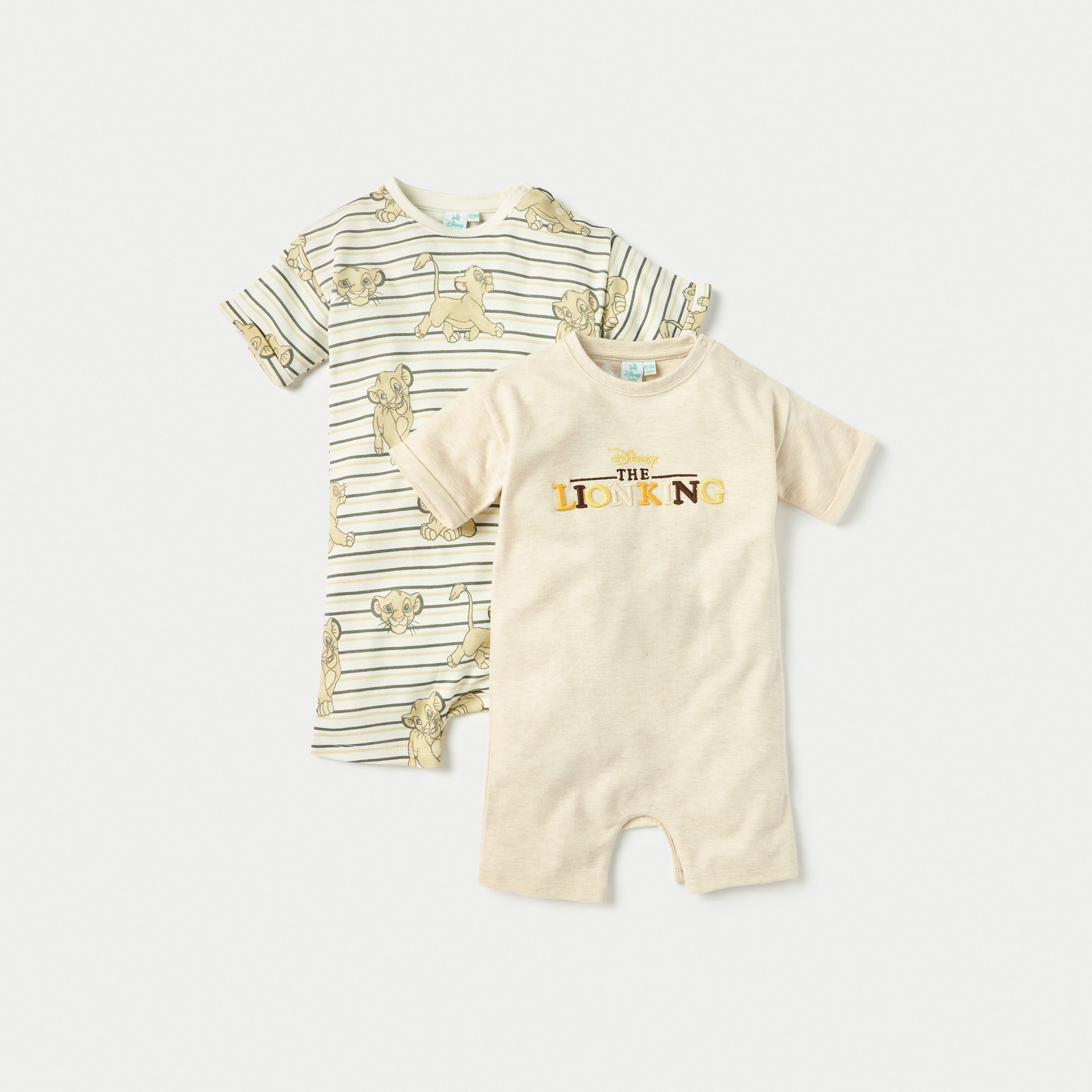 Disney Lion King Print Romper with Short Sleeves - Set of 2-baby-boys-clothing-rompers-image-1
