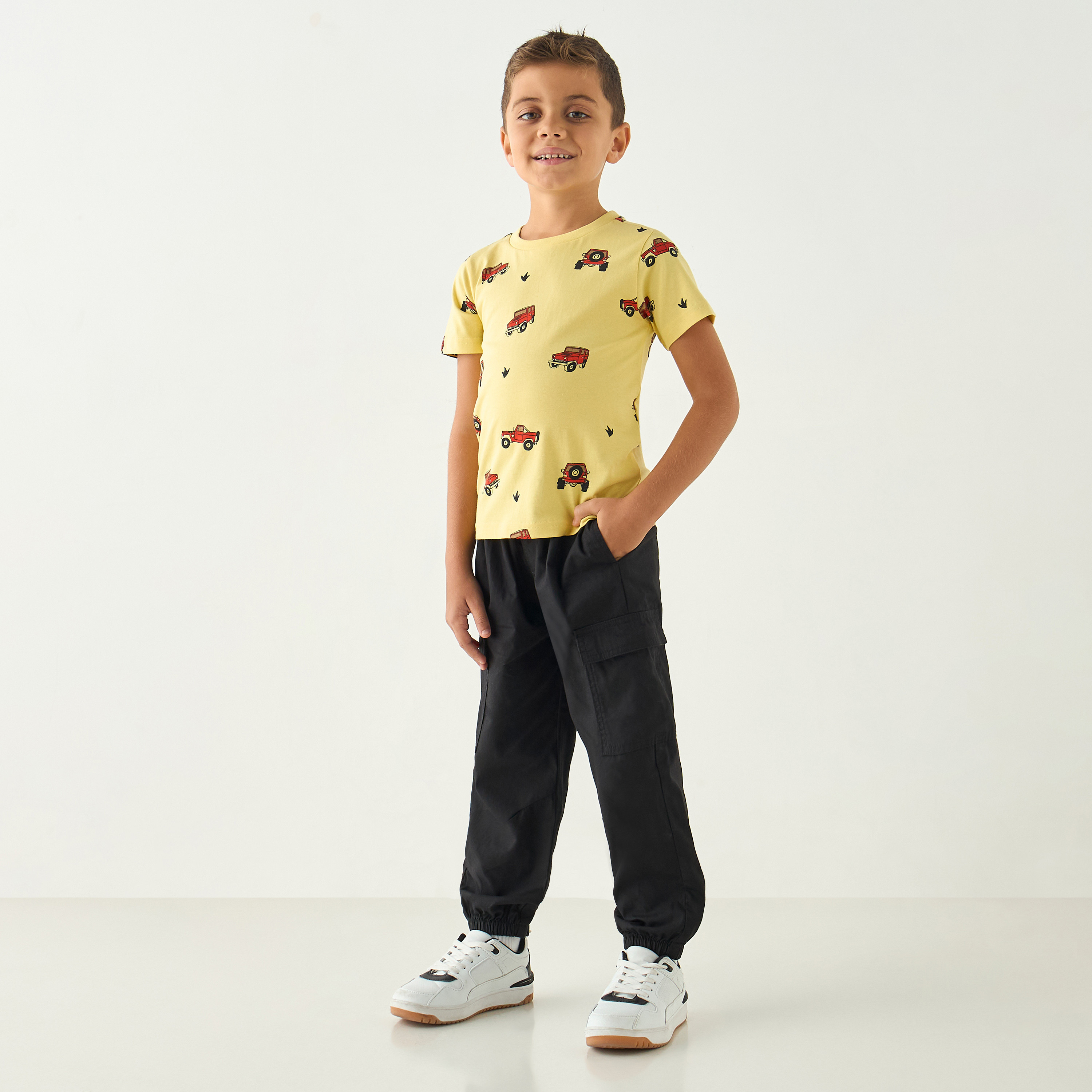 Juniors All-Over Vehicle Print Crew Neck T-shirt with Short Sleeves-baby-boys-clothing-tshirtsandpolos-image-2