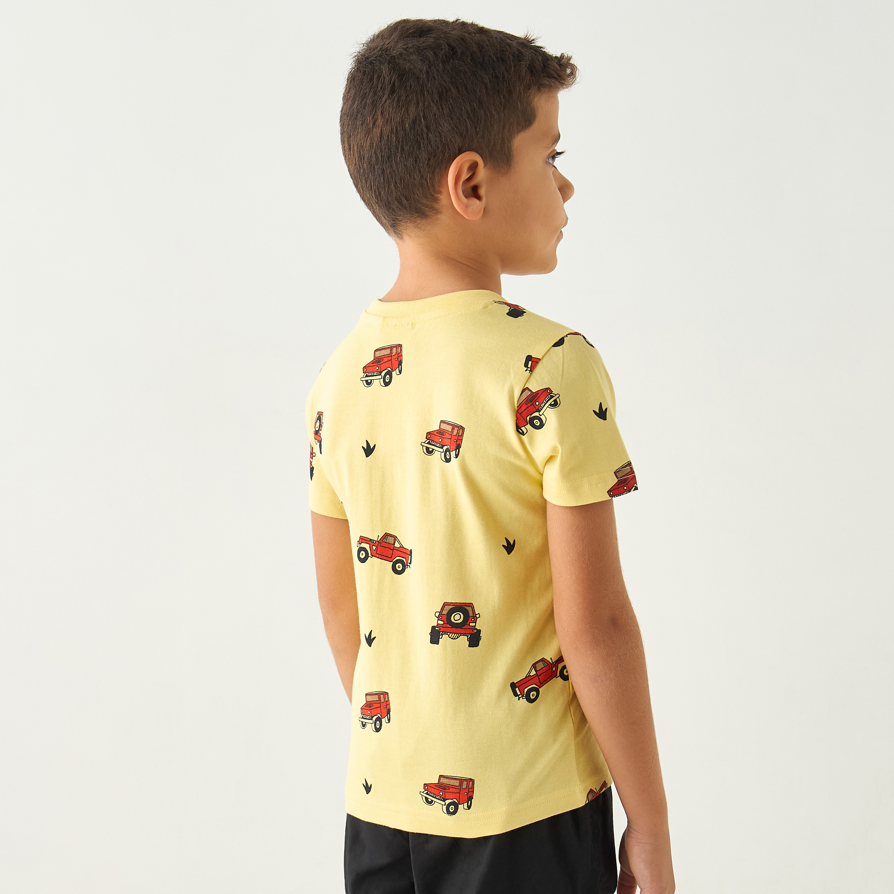 Juniors All-Over Vehicle Print Crew Neck T-shirt with Short Sleeves-baby-boys-clothing-tshirtsandpolos-image-3