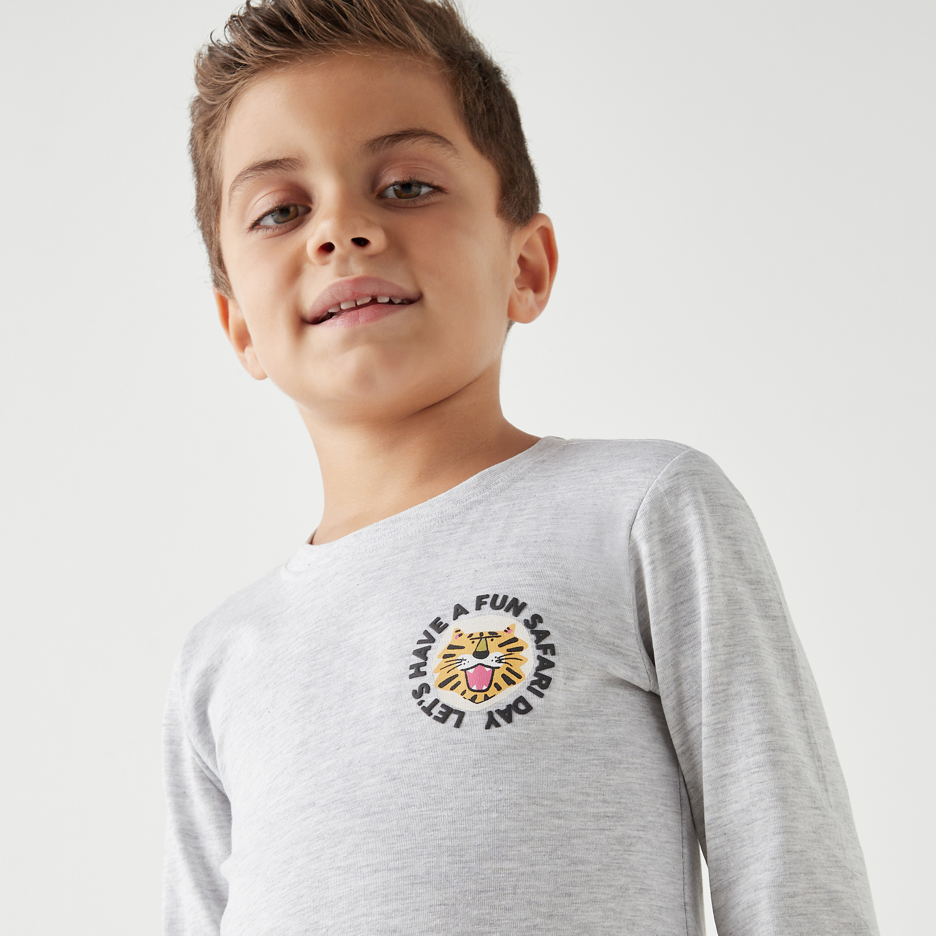 Juniors Tiger Print T-shirt with Long Sleeves and Crew Neck-boys-clothing-tshirtsandpolos-image-4