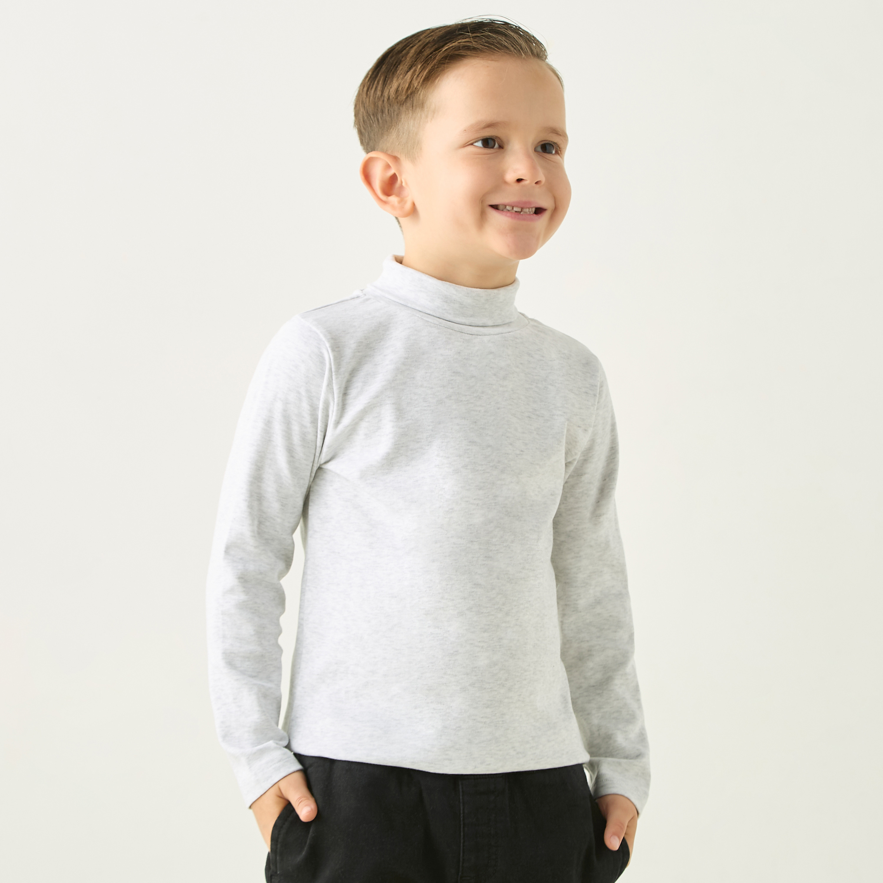 Buy Juniors Solid Turtleneck T shirt with Long Sleeves Online Babyshop Kuwait