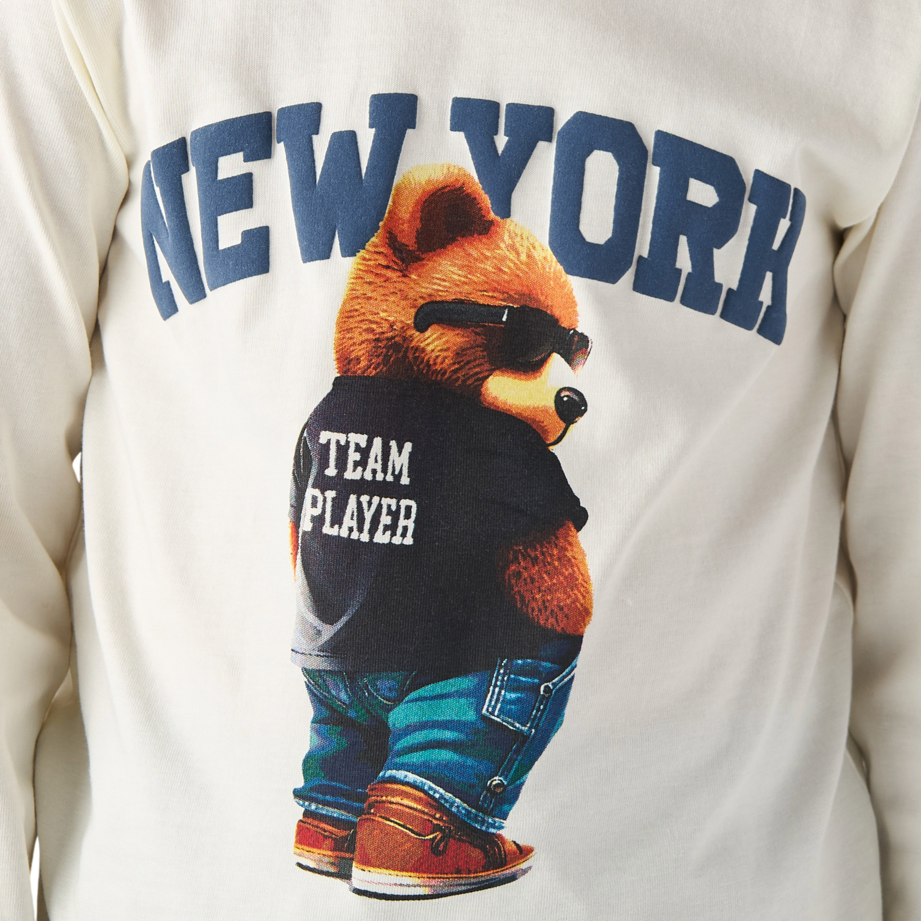 Juniors Graphic Print Crew Neck T-shirt with Long Sleeves-boys-clothing-tshirtsandpolos-image-4