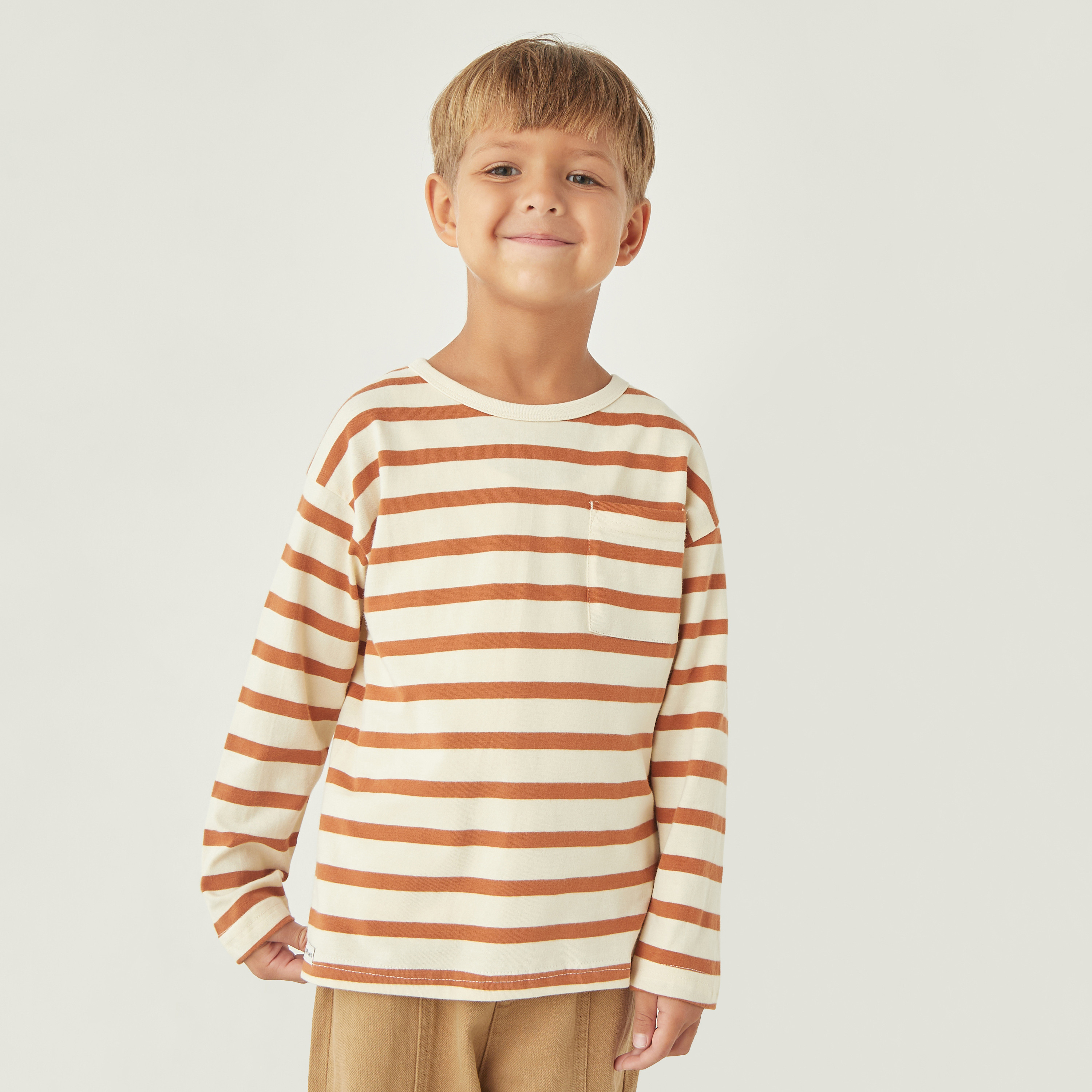 Juniors Striped Long Sleeves T-shirt with Chest Pocket-boys-clothing-tshirtsandpolos-image-1