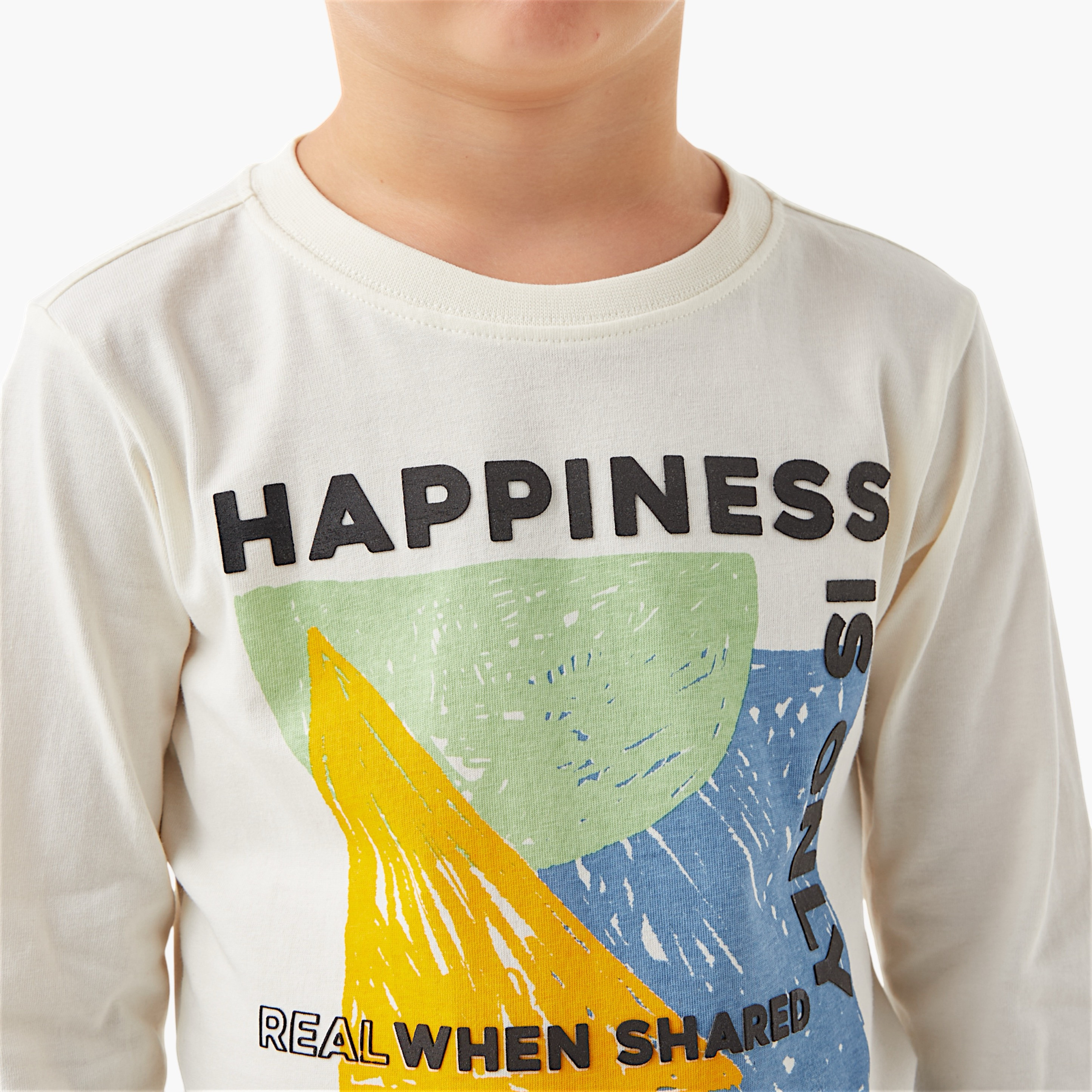 Juniors Graphic Print Crew Neck T-shirt with Long Sleeves-boys-clothing-tshirtsandpolos-image-4