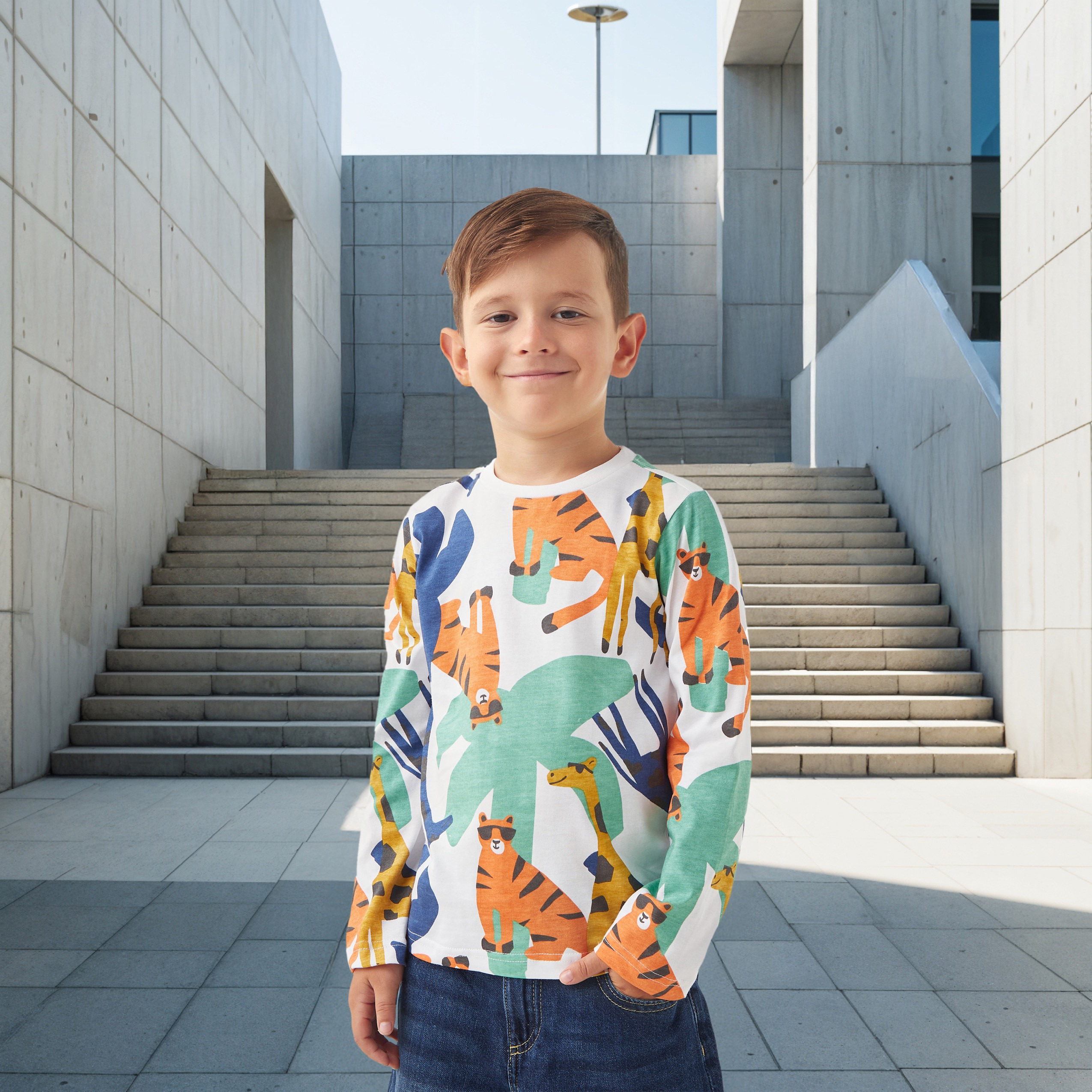 Juniors All-Over Animal Print Crew Neck T-shirt with Long Sleeves-boys-clothing-tshirtsandpolos-image-1