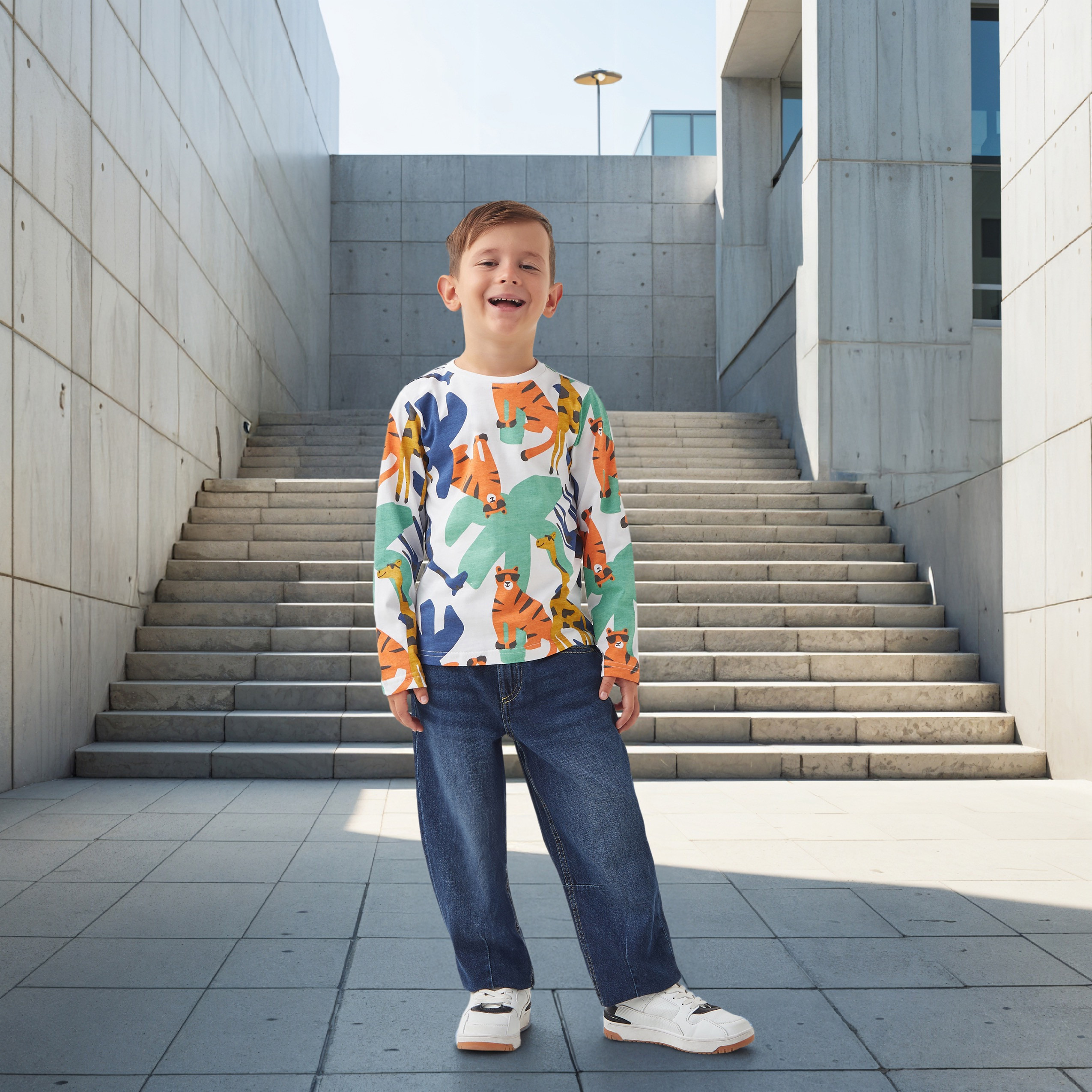 Juniors All-Over Animal Print Crew Neck T-shirt with Long Sleeves-boys-clothing-tshirtsandpolos-image-2
