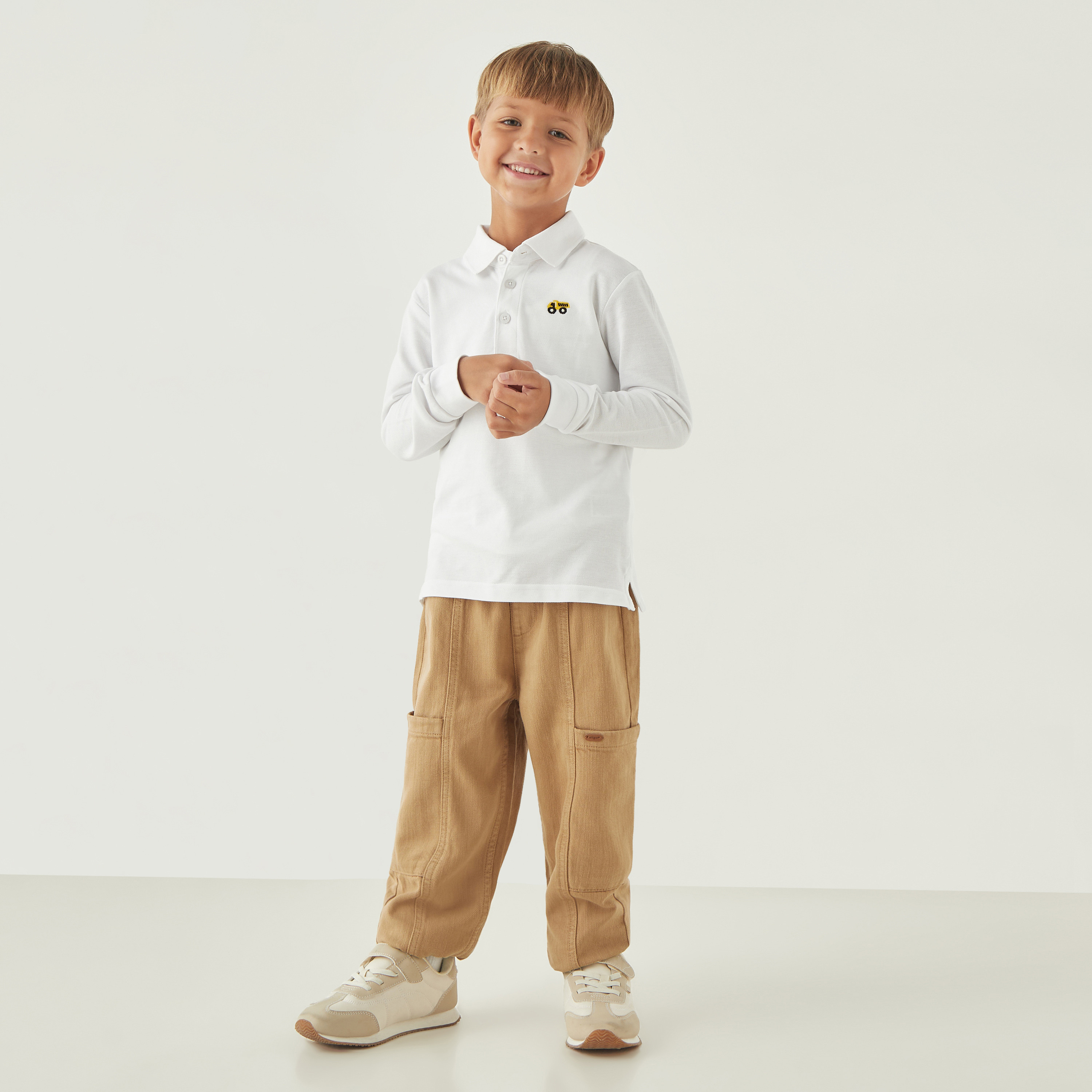 تيشيرت بولو سادة بأكمام طويلة وأزرار إغلاق من جونيورز-boys-clothing-tshirtsandpolos-image-2