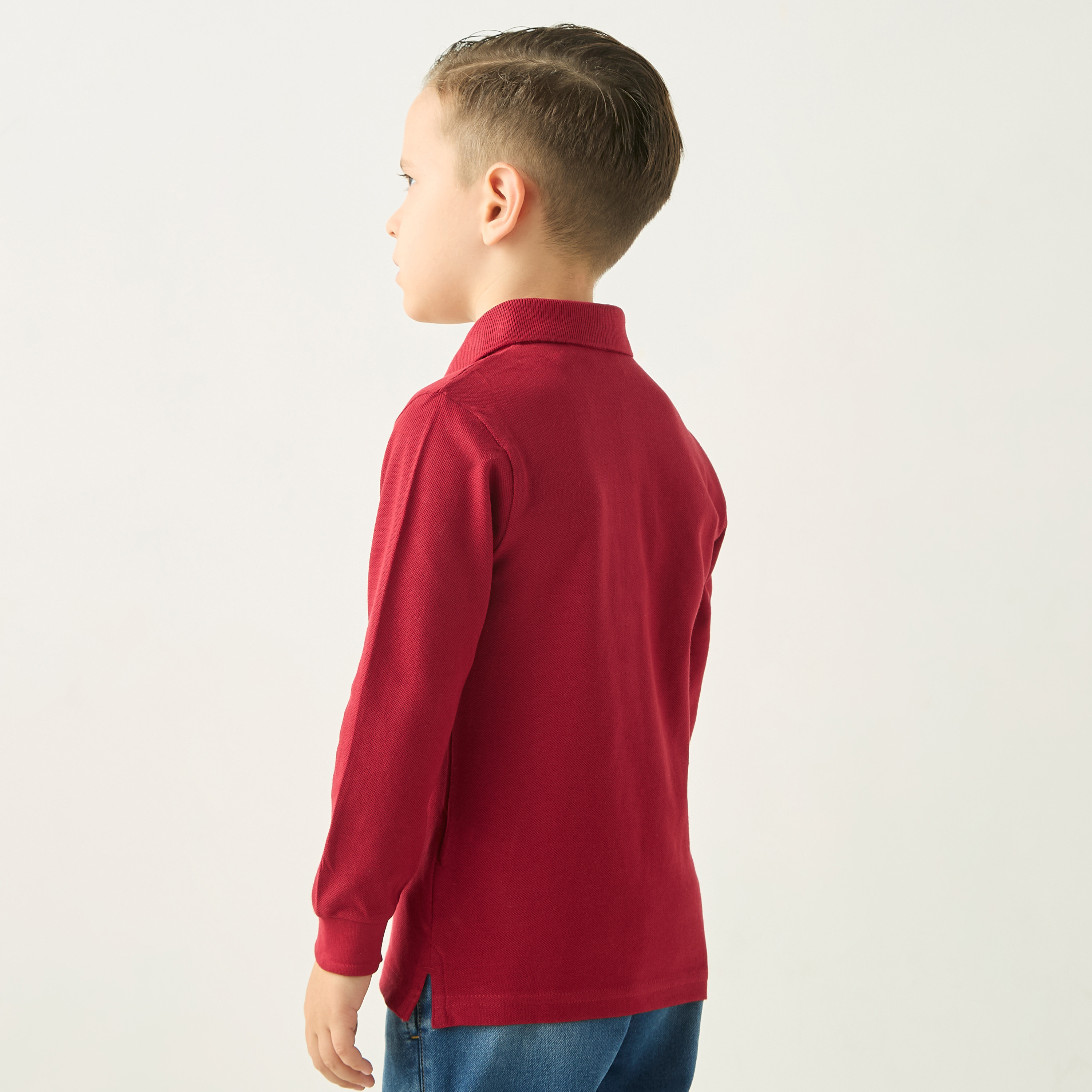تيشيرت بولو سادة بأكمام طويلة من جونيورز-boys-clothing-tshirtsandpolos-image-3