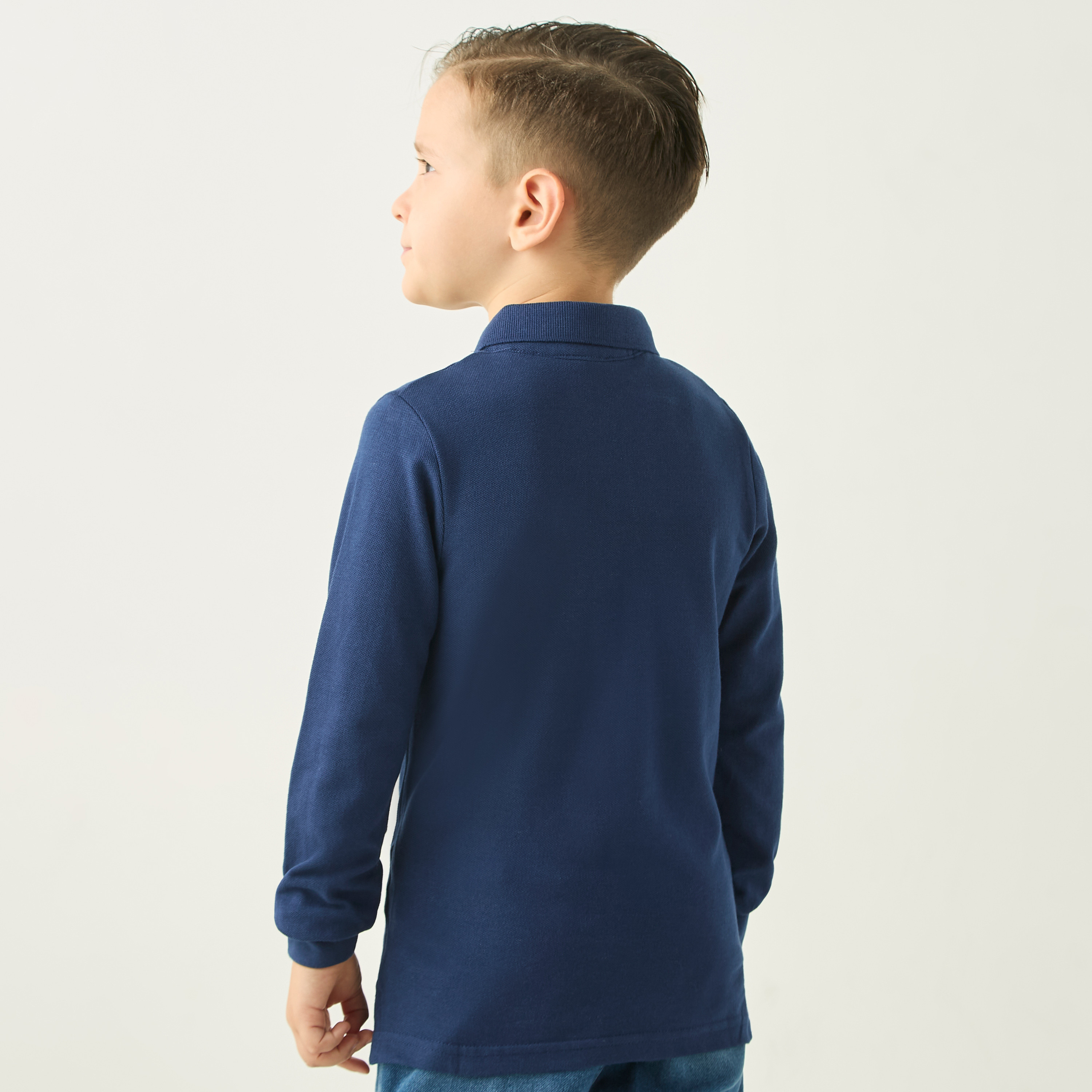 Juniors Solid Polo T-shirt with Long Sleeves-boys-clothing-tshirtsandpolos-image-3