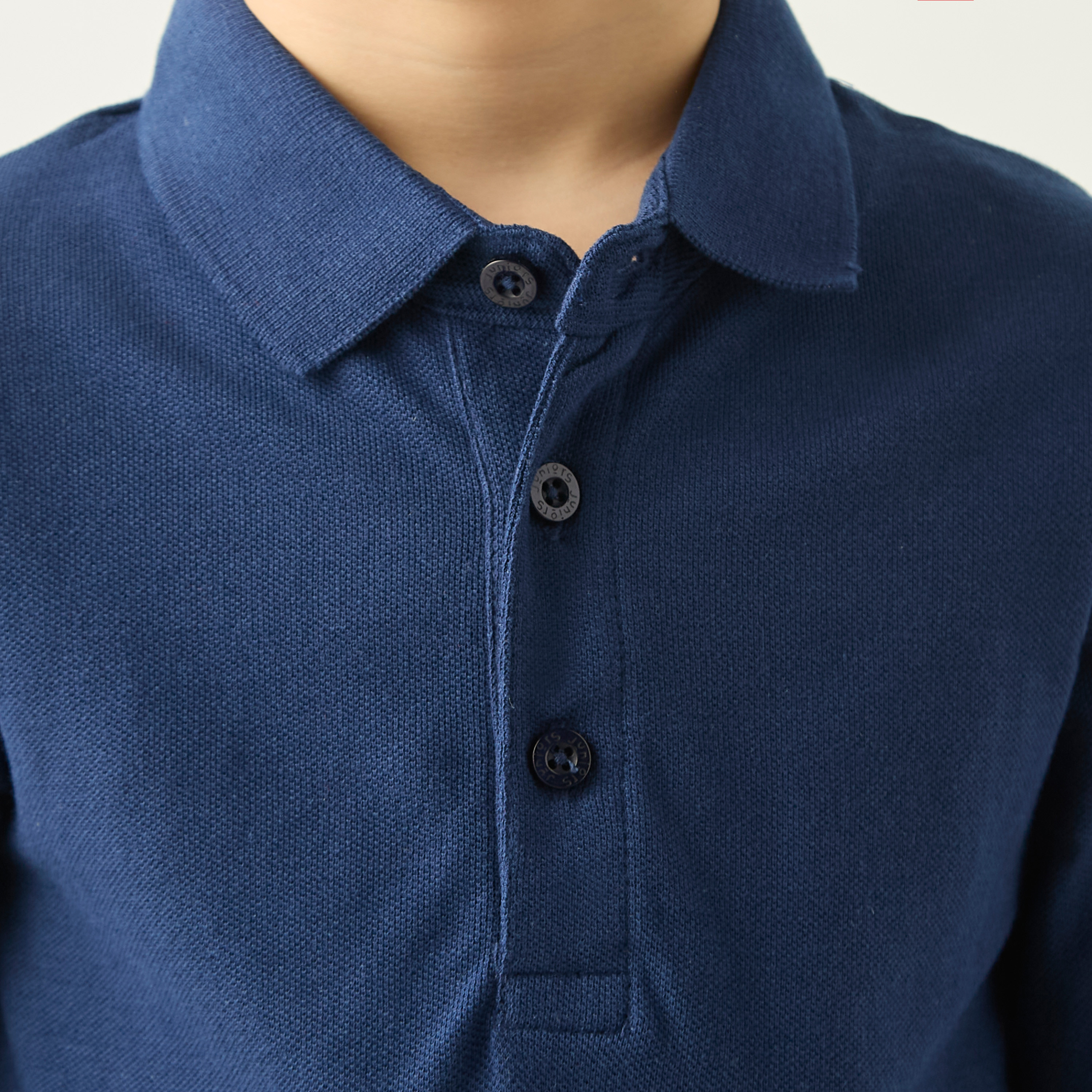 Juniors Solid Polo T-shirt with Long Sleeves-boys-clothing-tshirtsandpolos-image-4