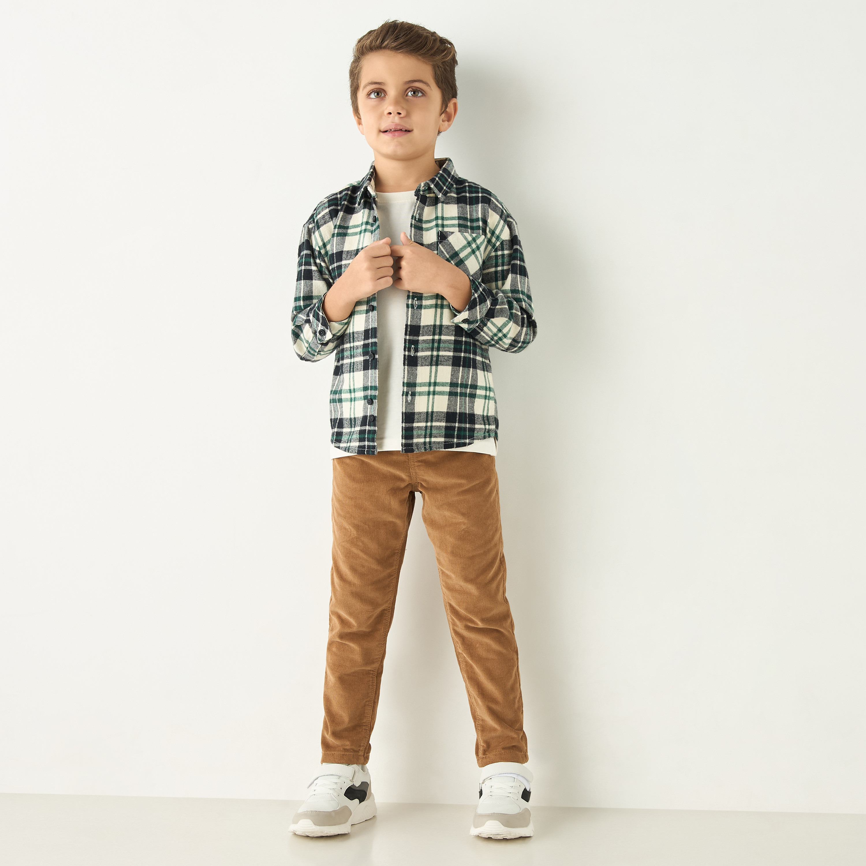 قميص مربّعات بأكمام طويلة وجيب أمامي من جونيورز-boys-clothing-shirts-image-2