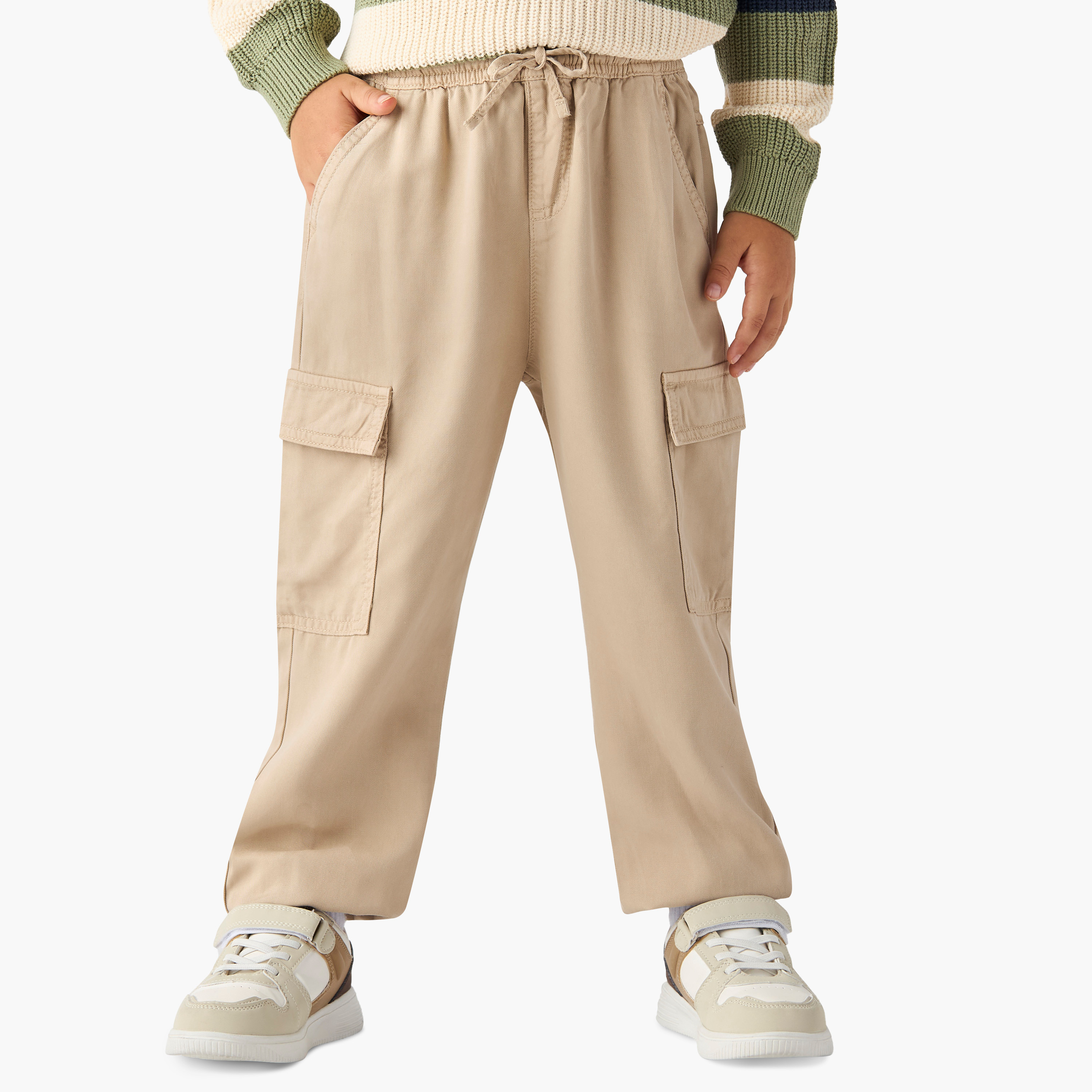 Juniors Solid Pants with Drawstring Closure and Pockets-boys-clothing-bottoms-joggersandtrackpants-image-1
