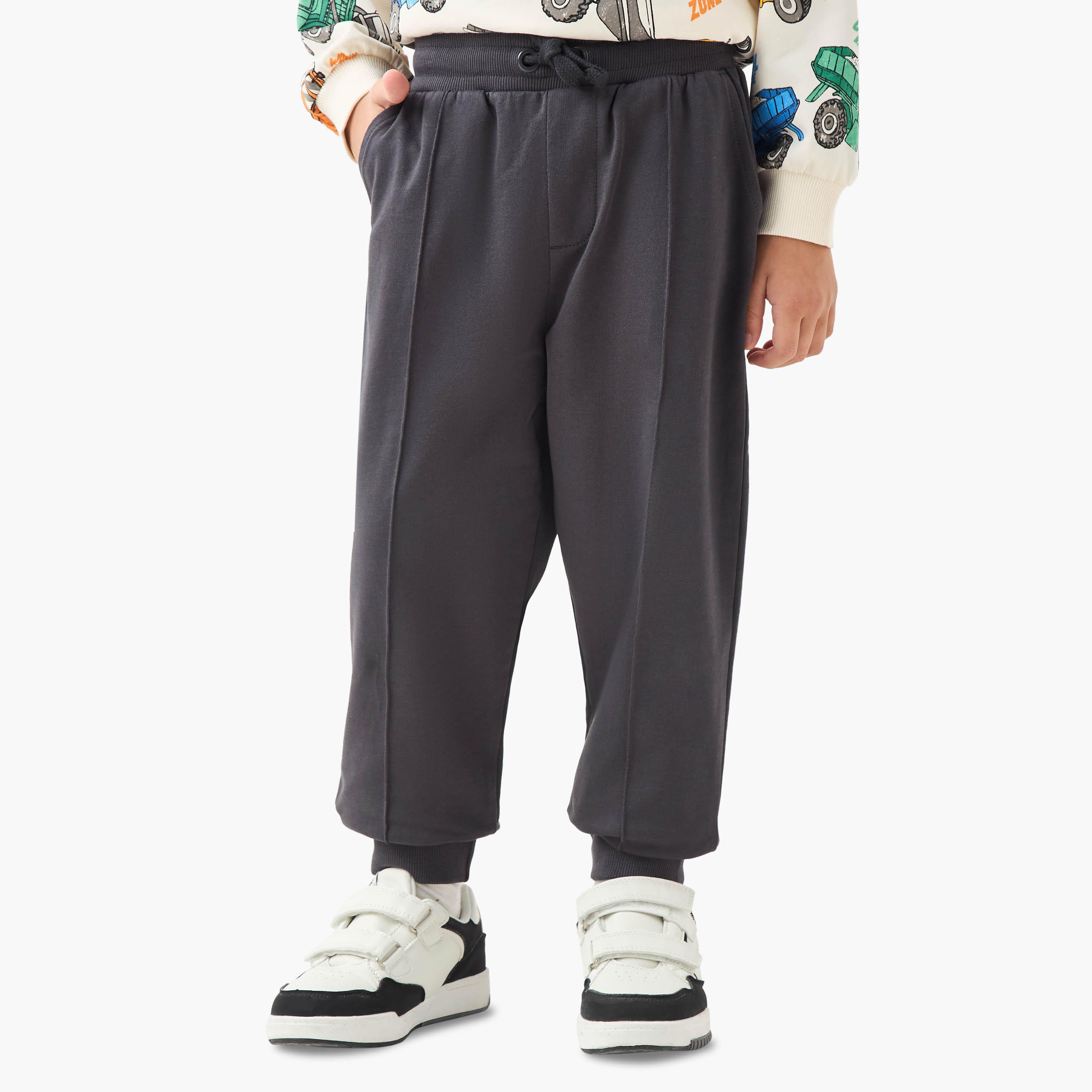 Juniors Solid Joggers with Drawstring Closure-boys-clothing-bottoms-joggersandtrackpants-image-1