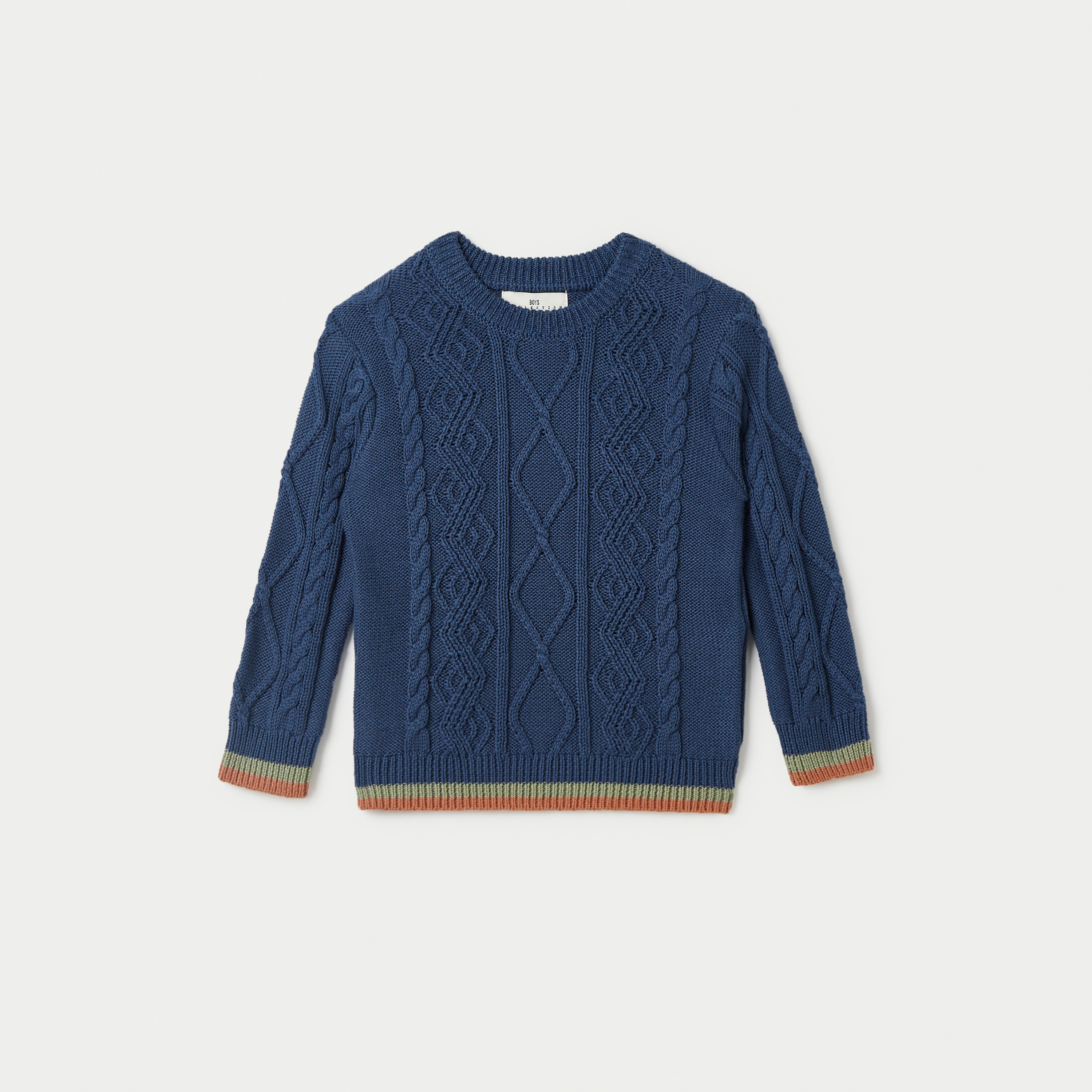 Juniors Textured Sweater with Long Sleeves and Crew Neck-baby-boys-clothing-jumpersandcardigans-image-1