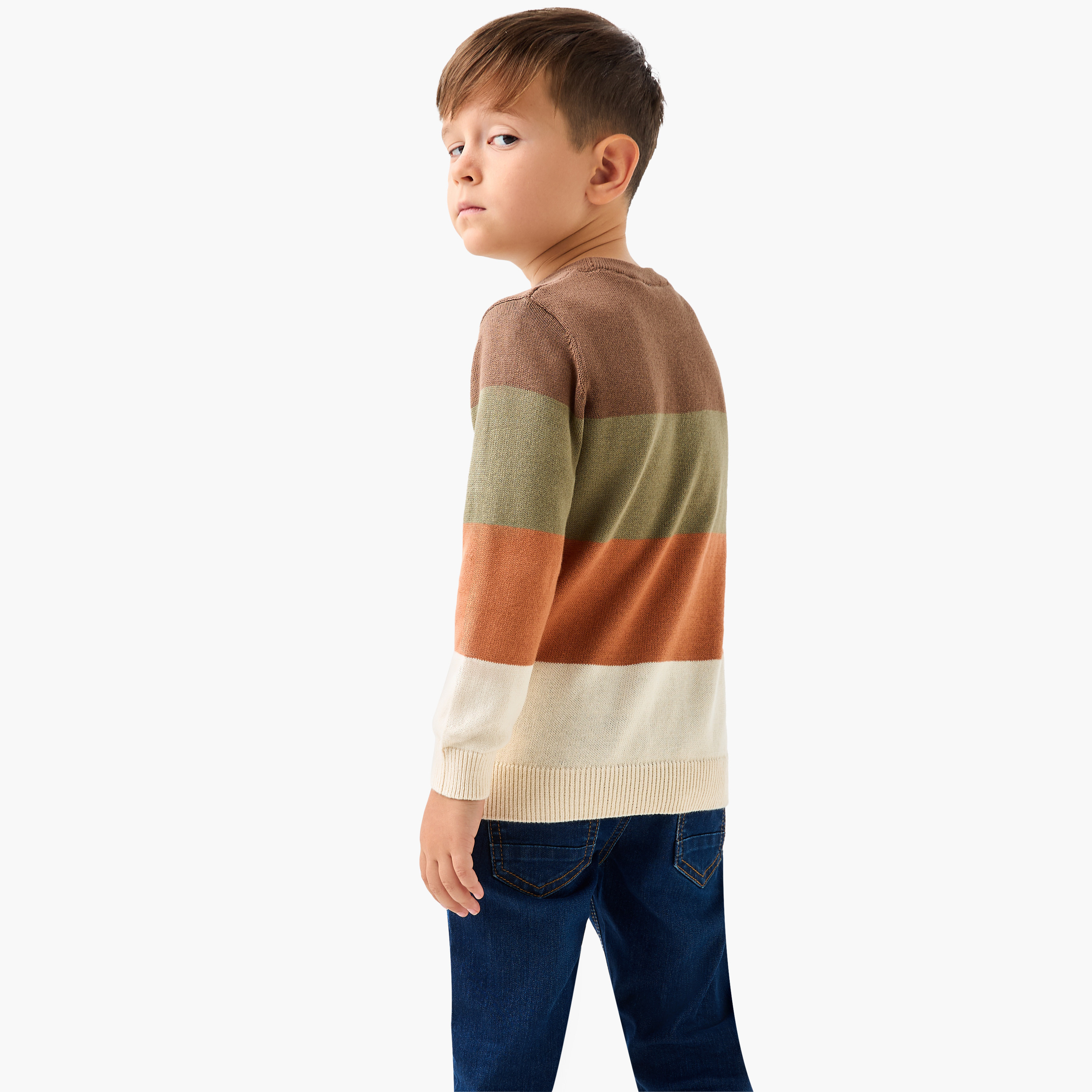 Juniors Colourblock Crew Neck Jumper with Long Sleeves-baby-boys-clothing-winterwear-jumpersandcardigans-image-3