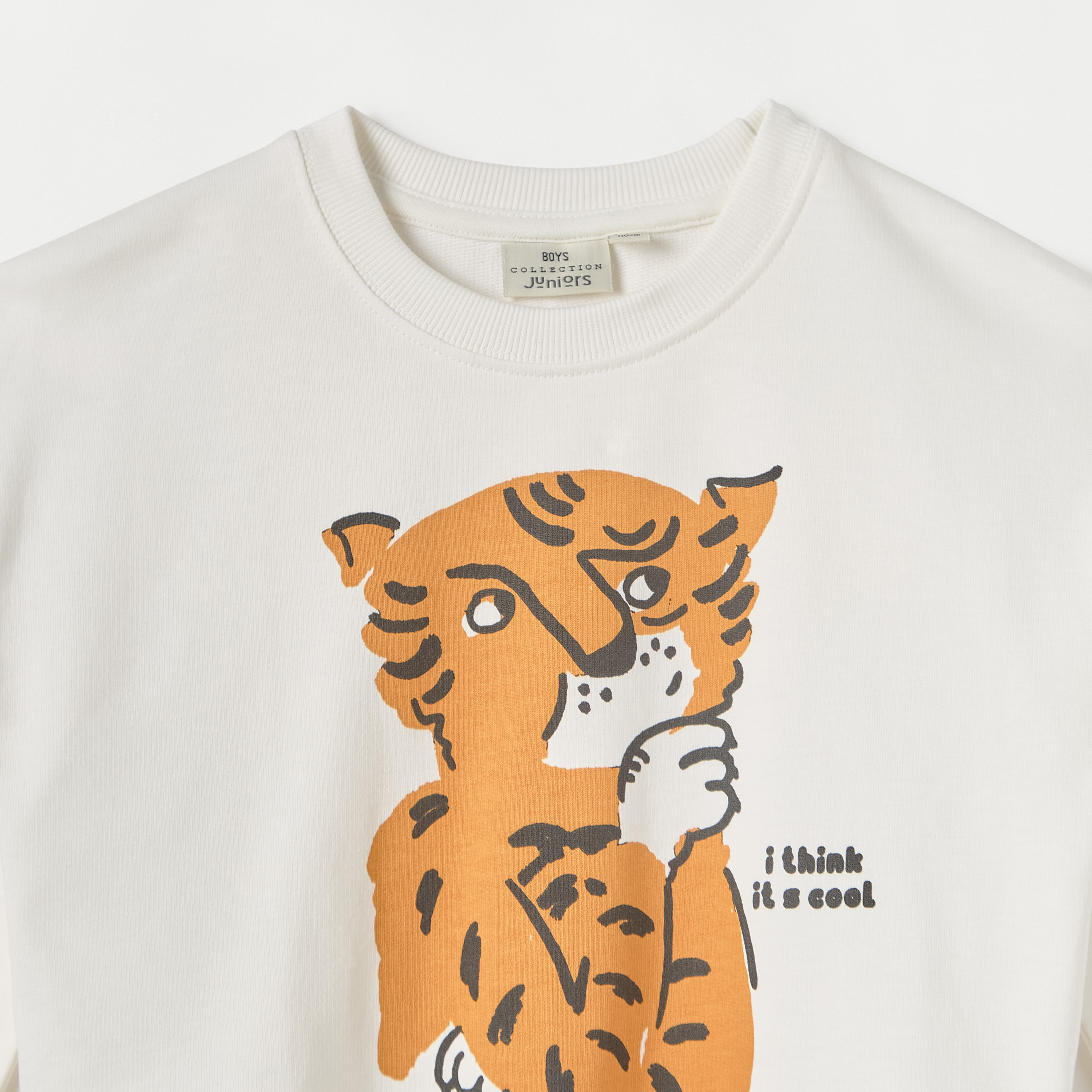 Juniors Tiger Print Pullover Sweatshirt with Long Sleeves-baby-boys-clothing-winterwear-sweatshirts-image-3