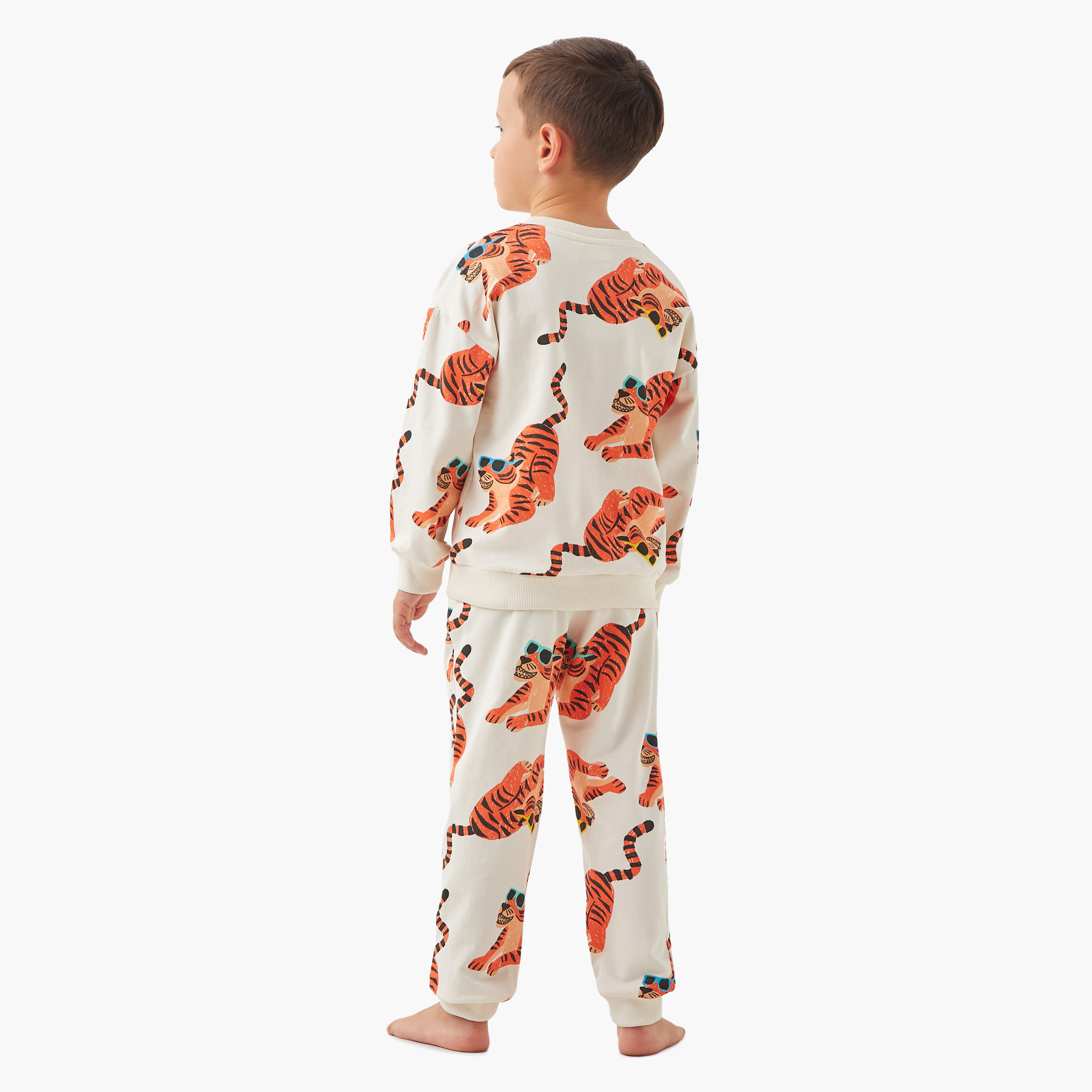 Juniors All-Over Tiger Print Long Sleeves Sweatshirt and Joggers Set-boys-clothing-setsandcoords-image-3
