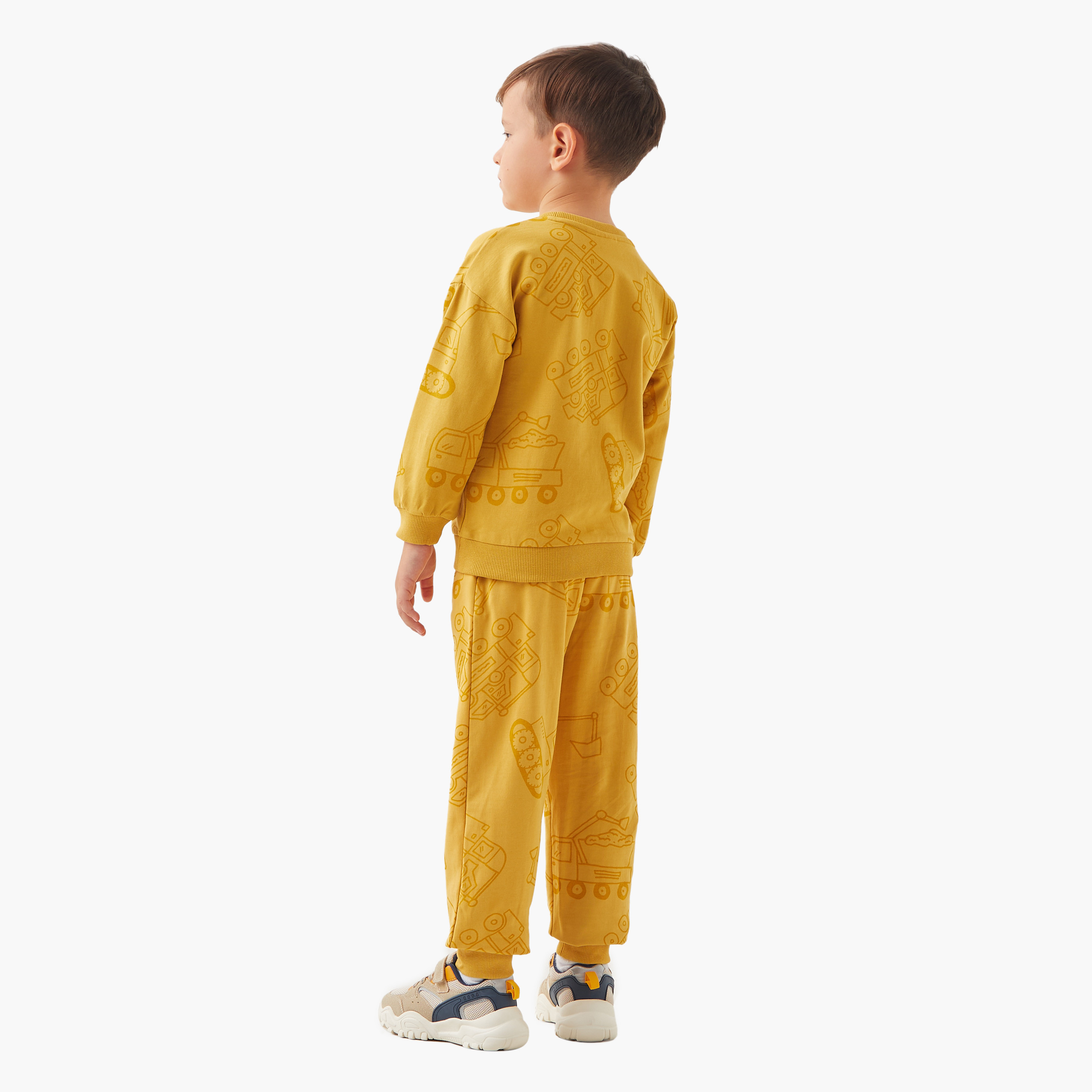 Juniors All-Over Vehicle Print Long Sleeves Sweatshirt and Joggers Set-boys-clothing-setsandcoords-image-3