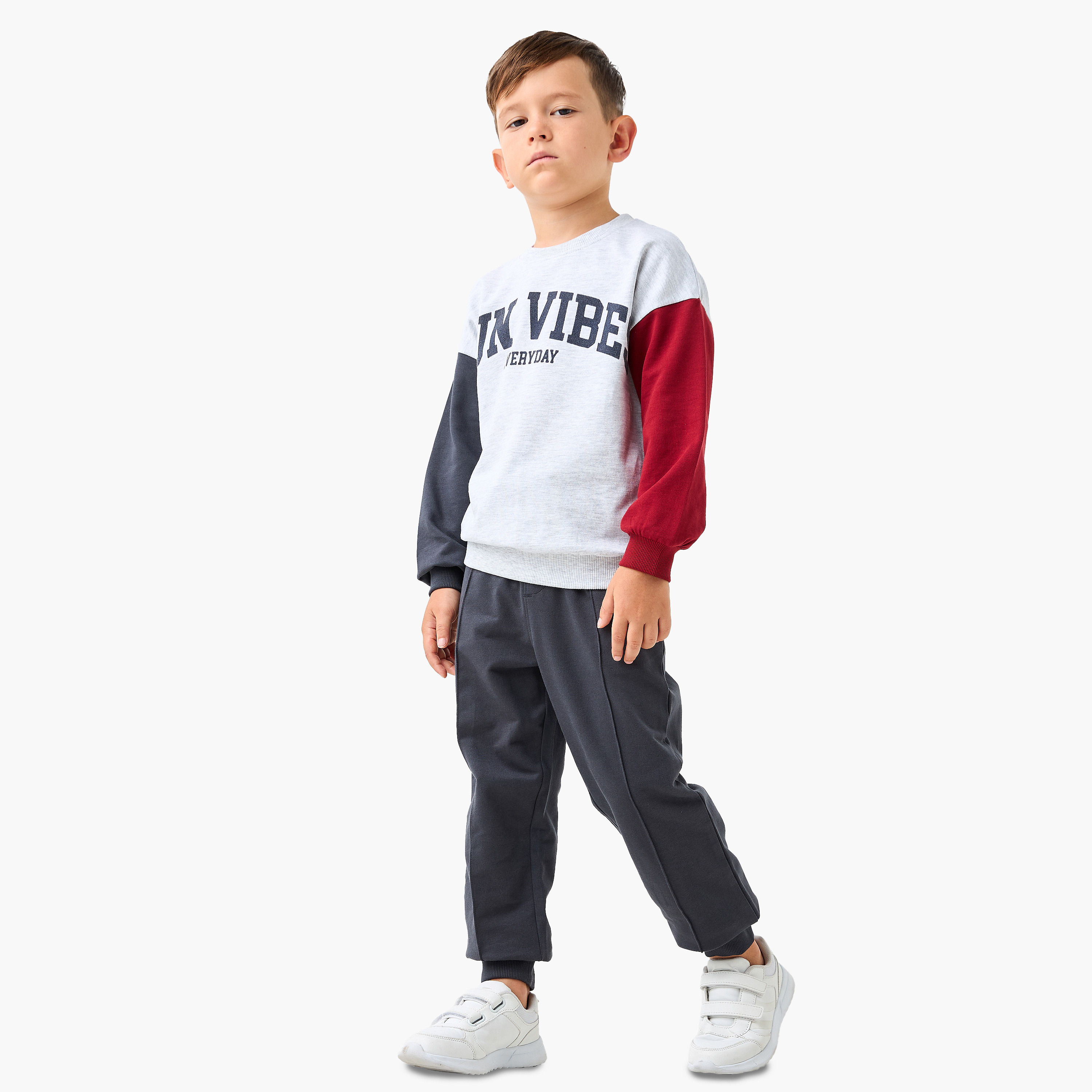 Juniors Typographic Print Long Sleeves Sweatshirt and Joggers Set-baby-boys-clothing-winterwear-setsandcoords-image-1