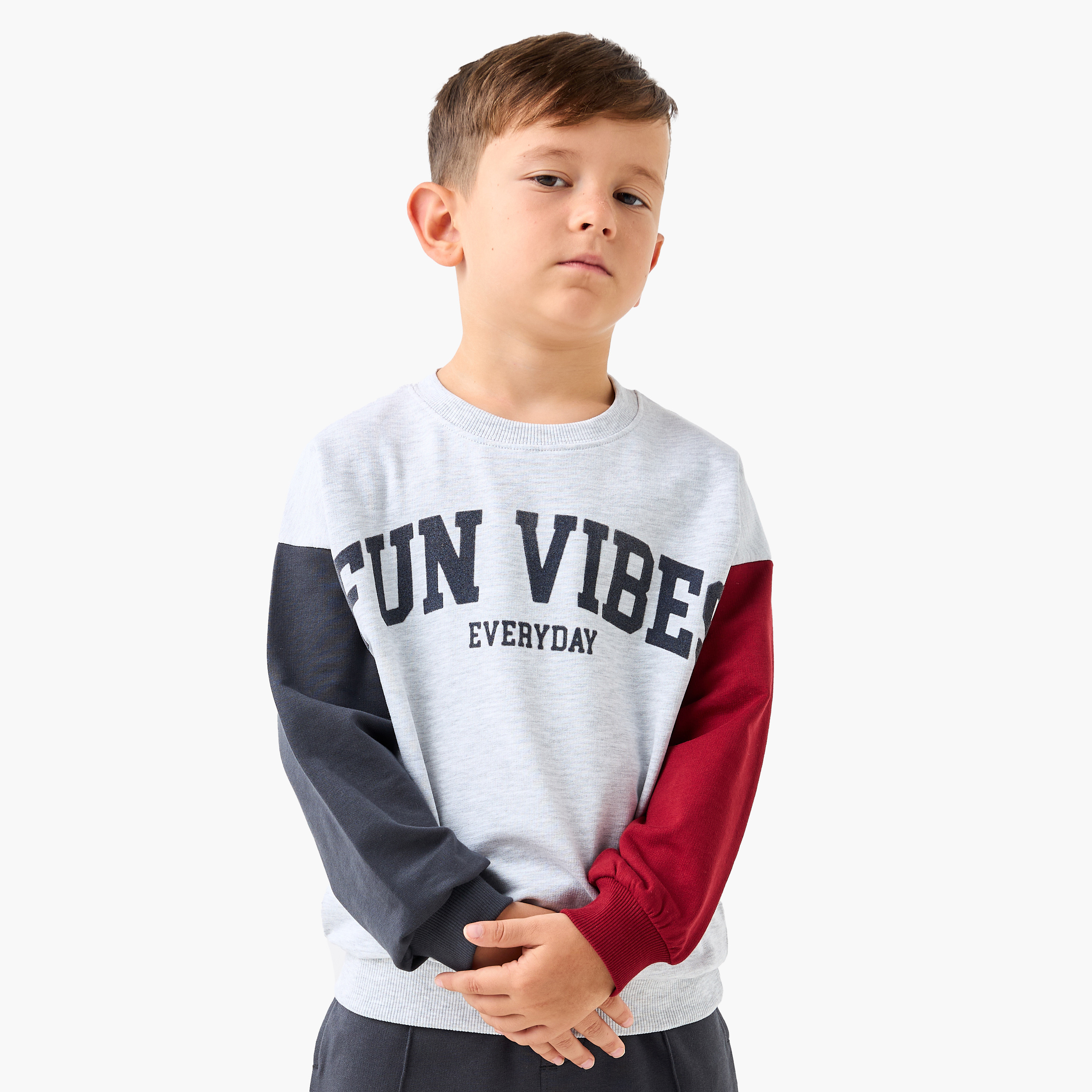 Juniors Typographic Print Long Sleeves Sweatshirt and Joggers Set-baby-boys-clothing-winterwear-setsandcoords-image-2