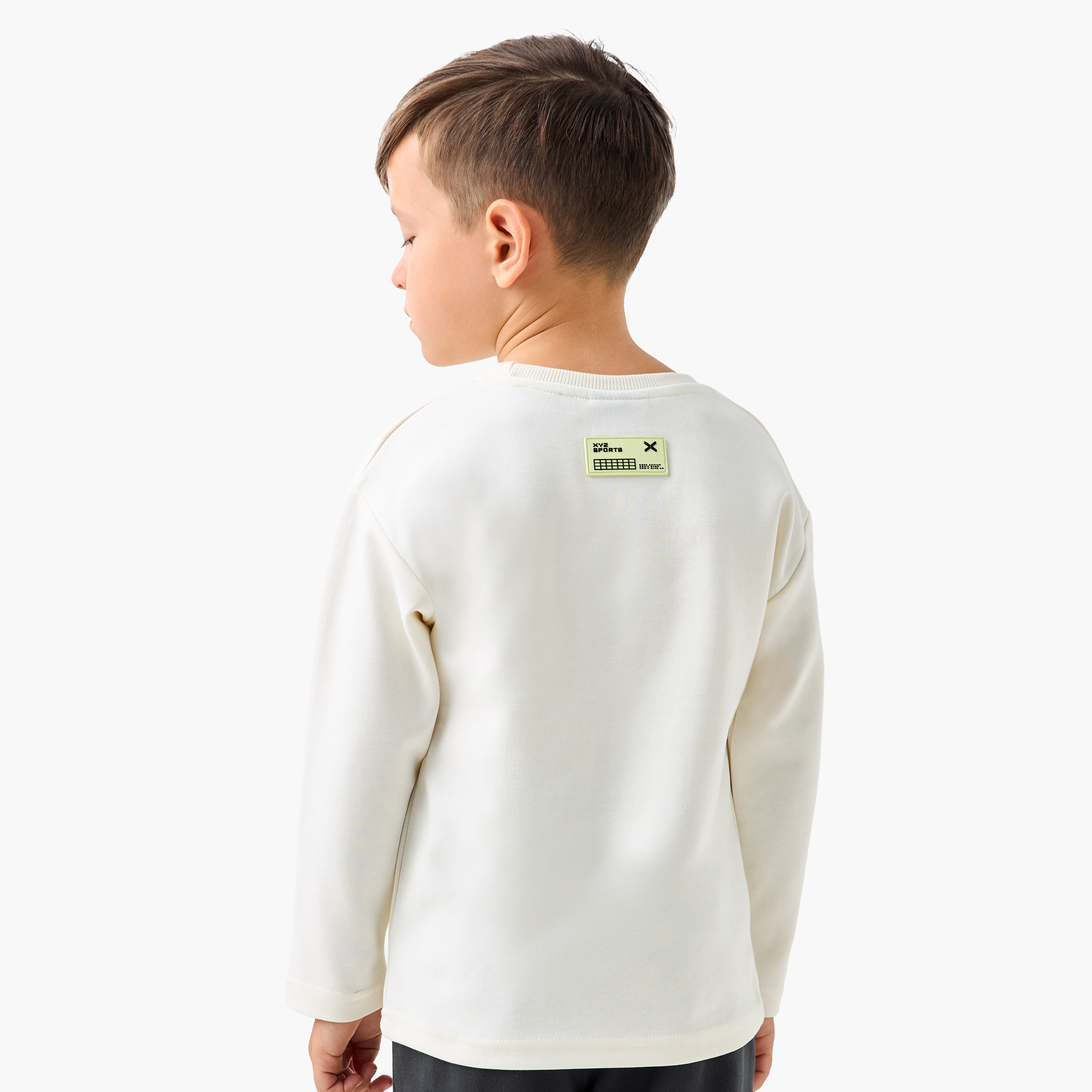 XYZ Solid Crew Neck T-shirt with Long Sleeves-boys-clothing-sportswear-tops-image-3
