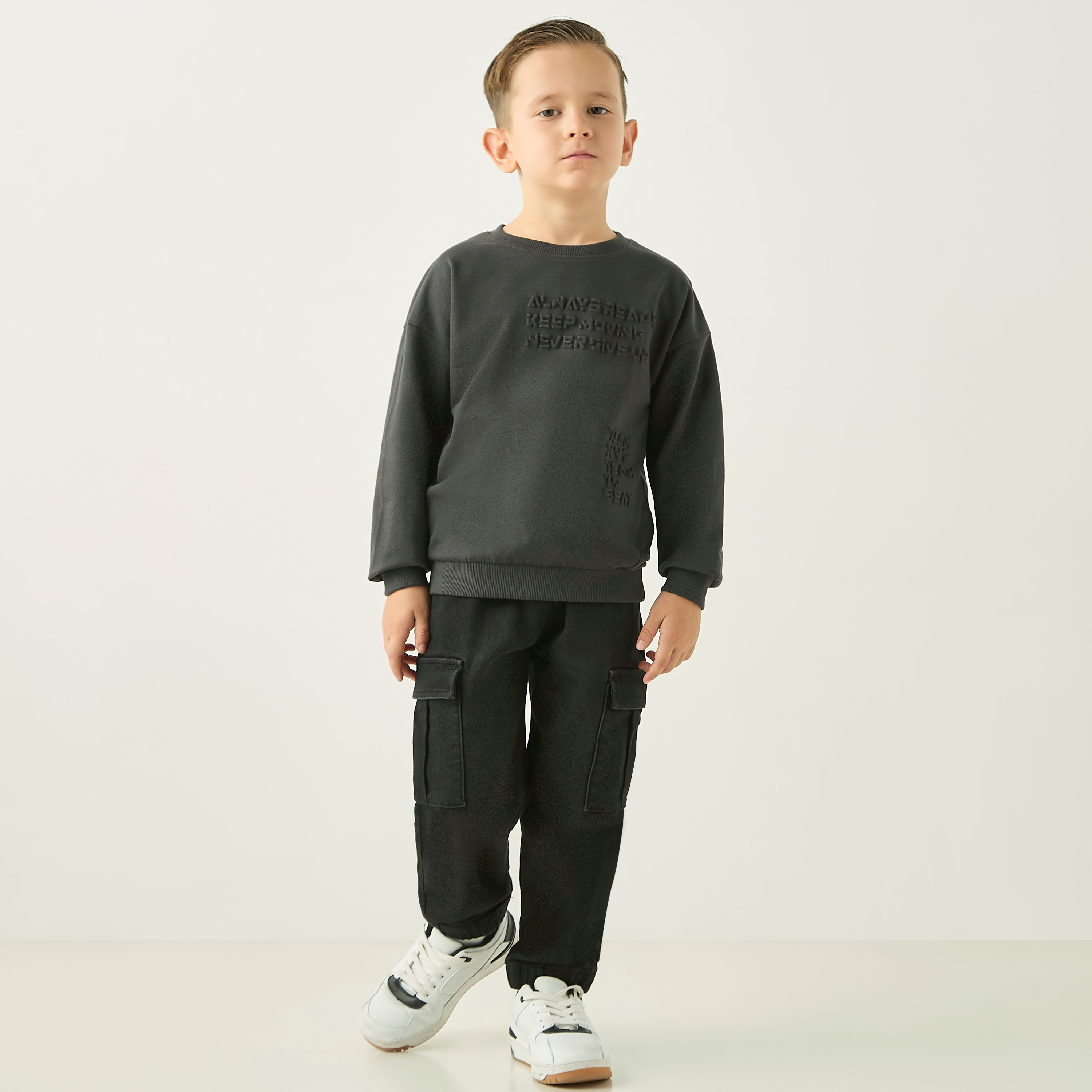XYZ Slogan Embossed Sweatshirt with Long Sleeves-boys-clothing-sweatshirts-image-2