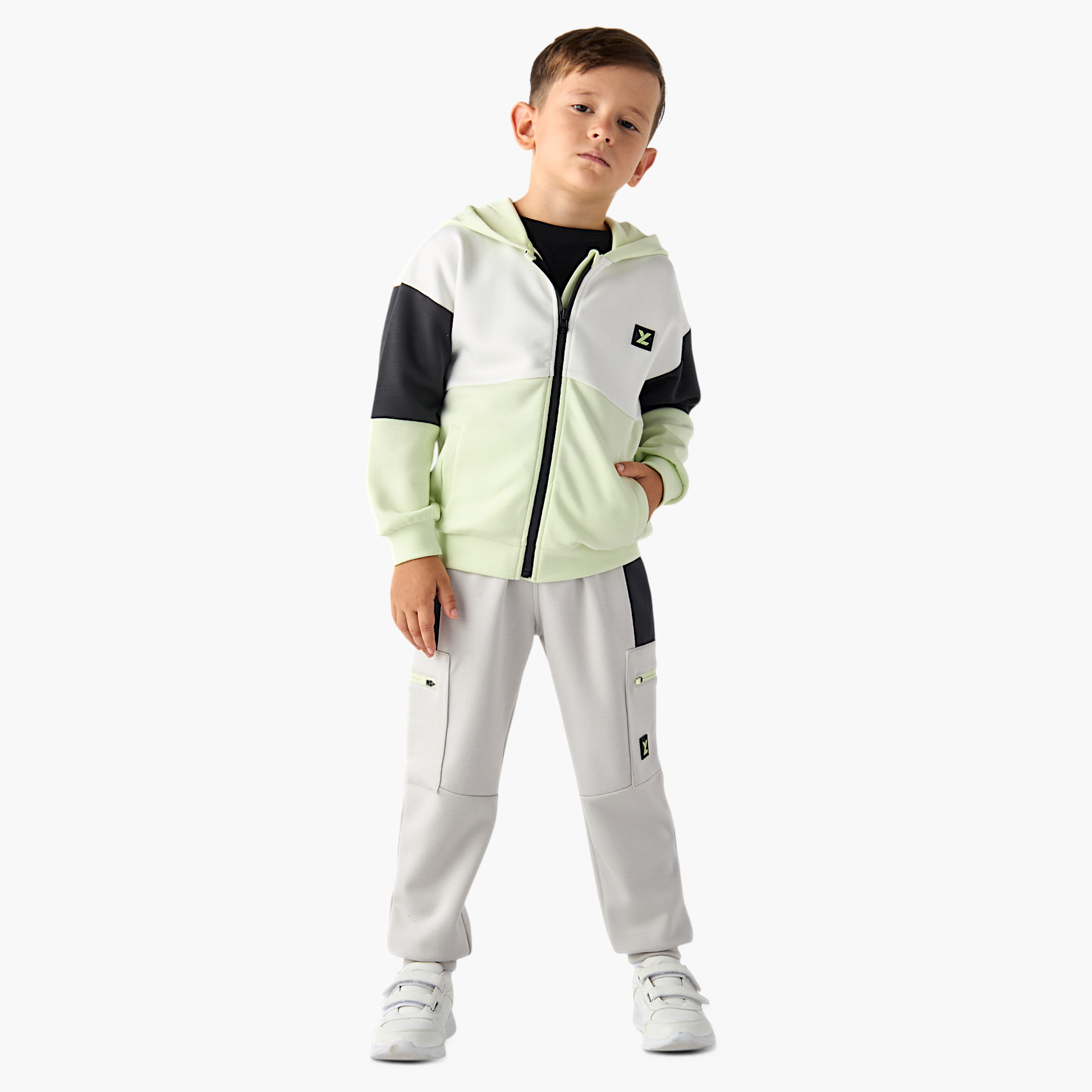 XYZ Colourblock Hooded Sweatshirt and Joggers Set-boys-clothing-sportswear-sets-image-1