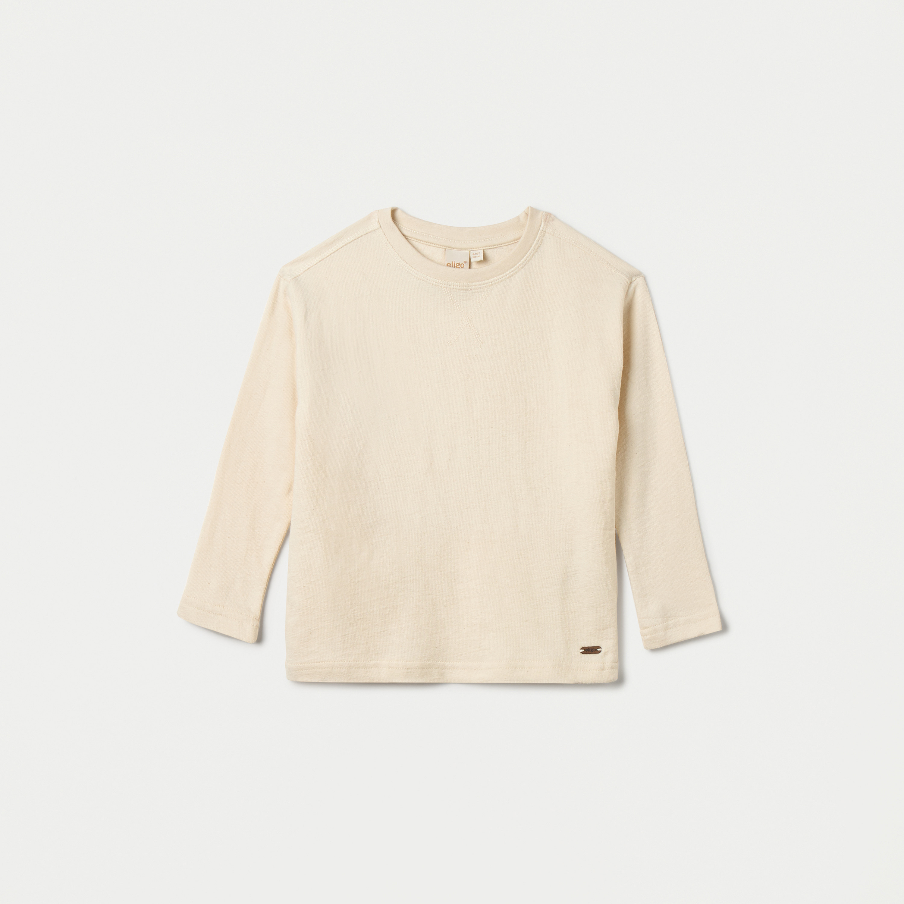 Eligo Textured Crew Neck T-shirt with Long Sleeves-boys-clothing-tshirtsandpolos-image-1