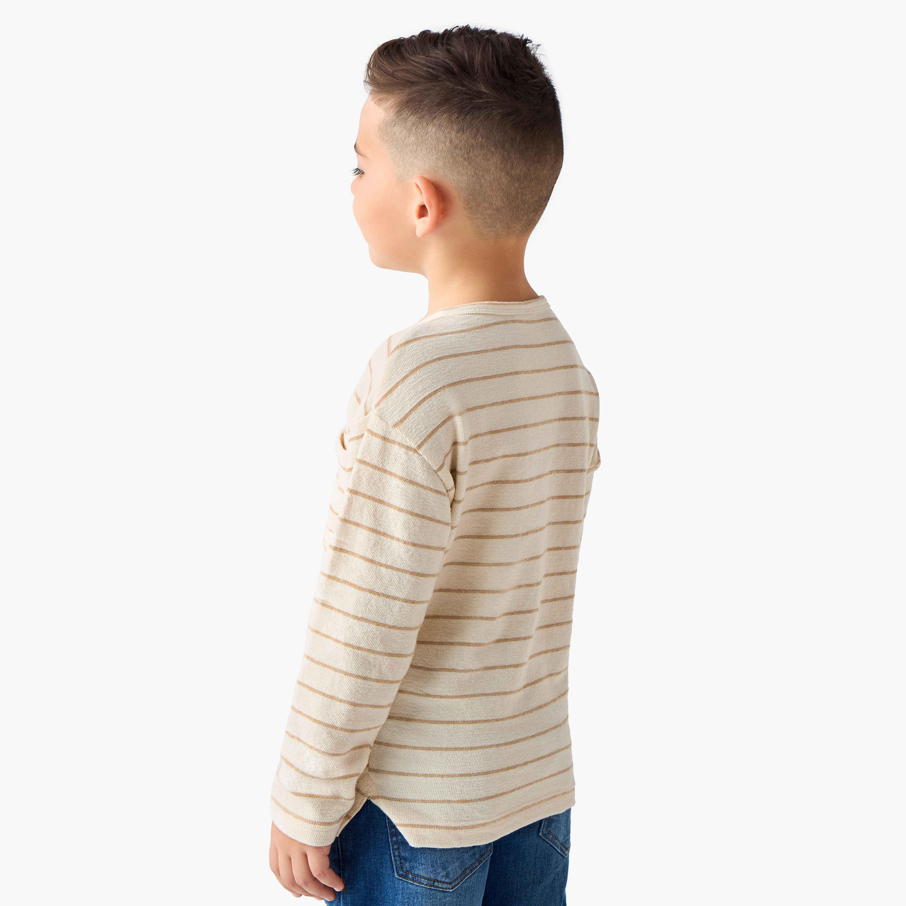 Eligo Striped Henley Neck T-shirt with Long Sleeves-boys-clothing-tshirtsandpolos-image-3