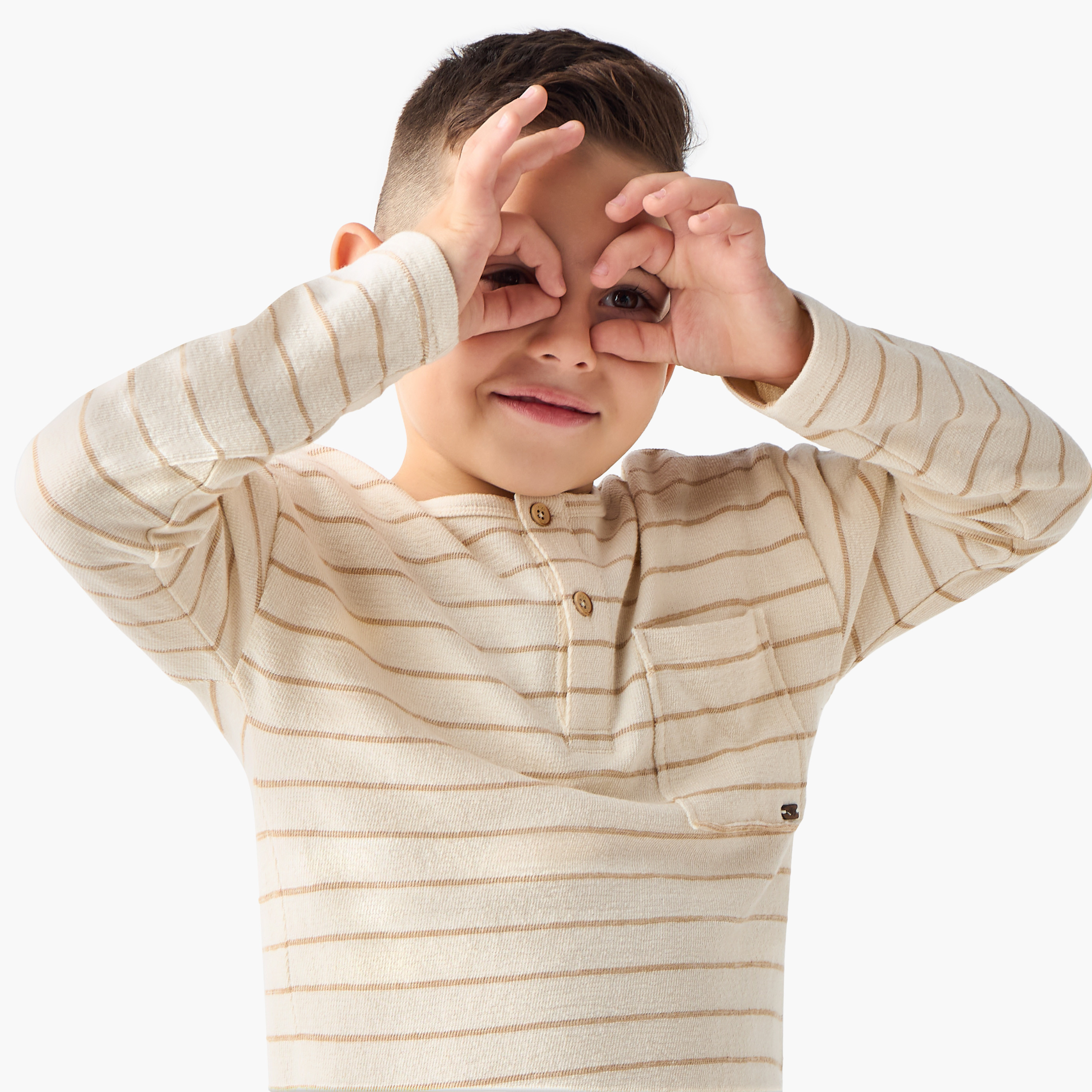 Eligo Striped Henley Neck T-shirt with Long Sleeves-boys-clothing-tshirtsandpolos-image-4