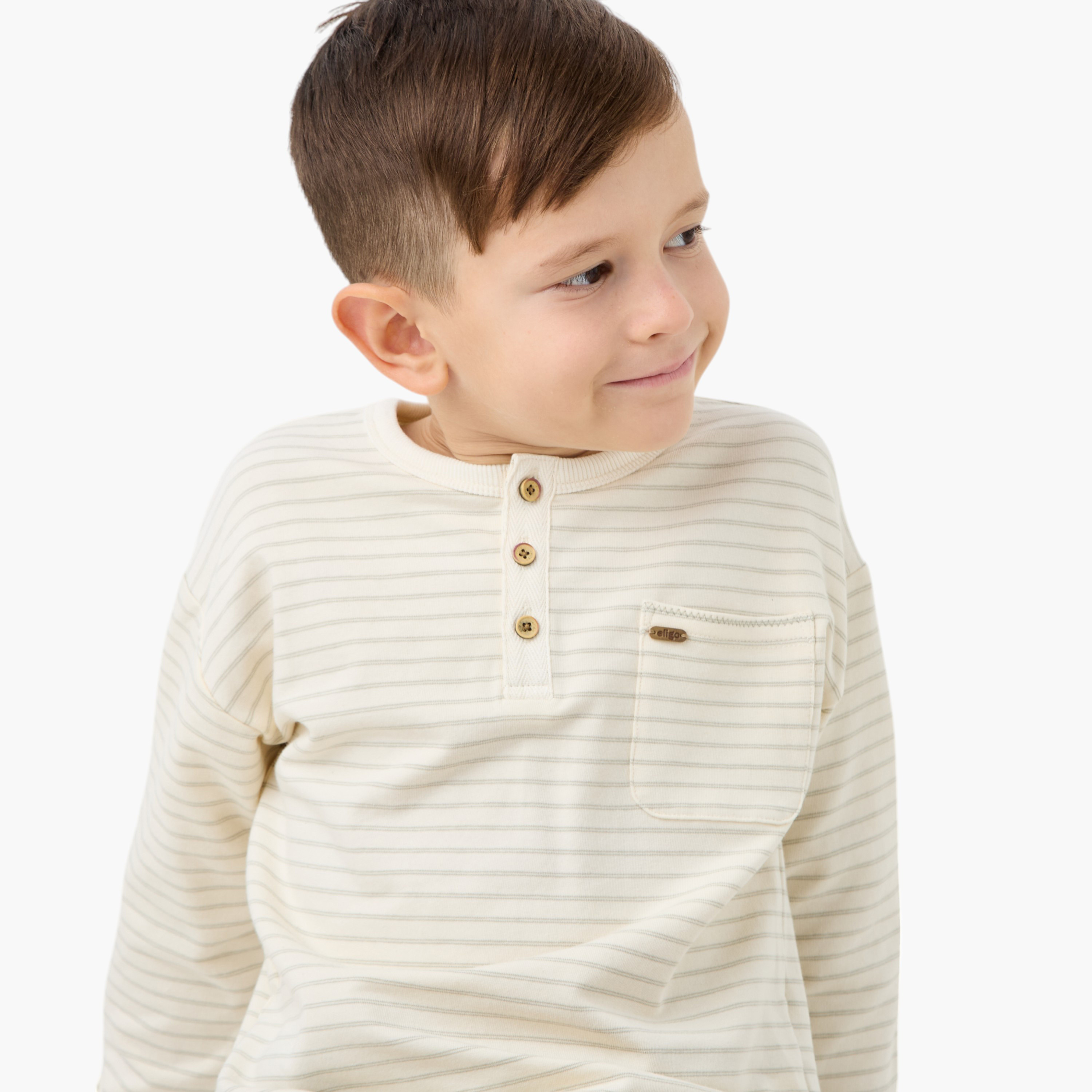 تيشيرت مخطّط بياقة بأزرار وأكمام طويلة من إليجو-boys-clothing-tshirtsandpolos-image-4