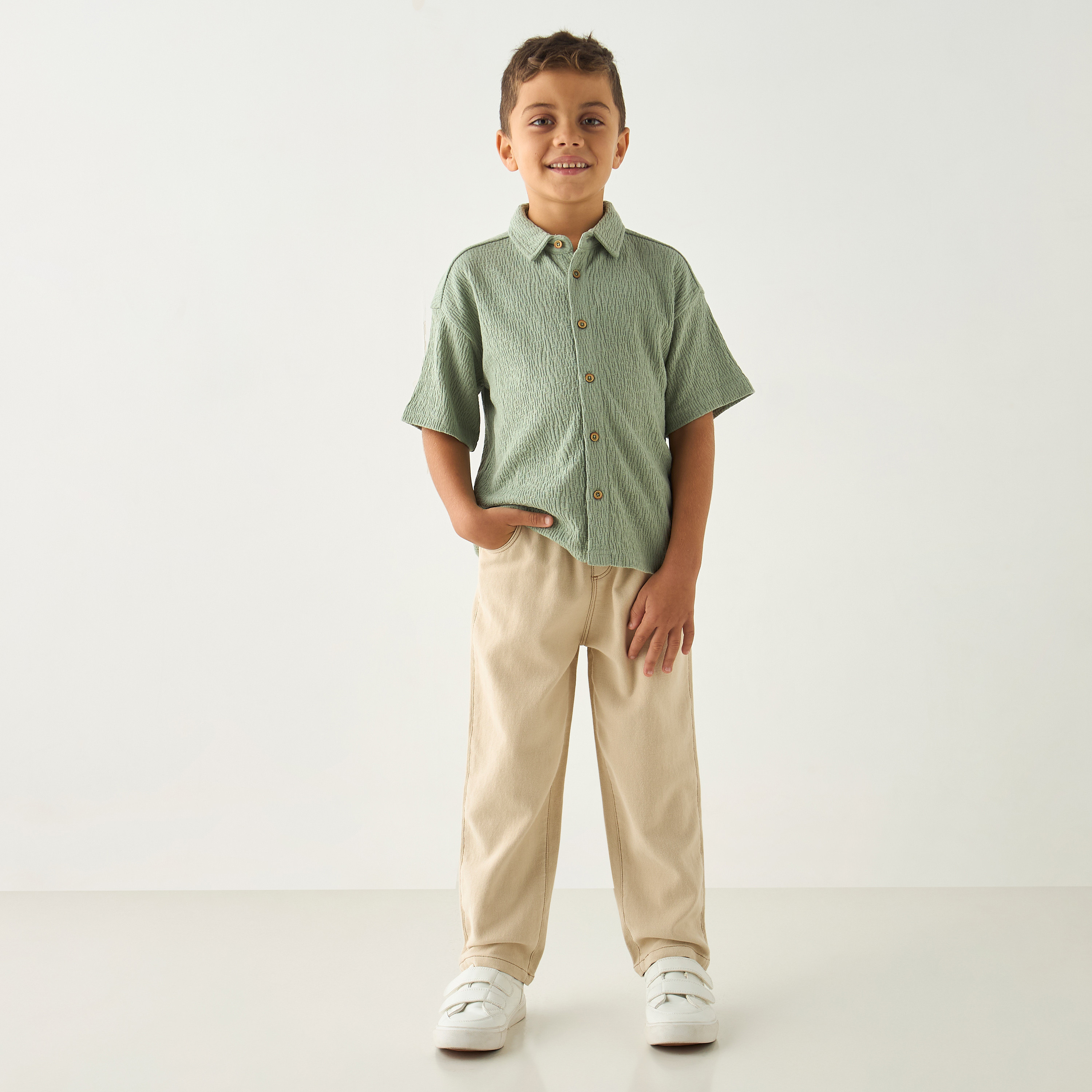 Eligo Textured Shirt with Short Sleeves-boys-clothing-shirts-image-2