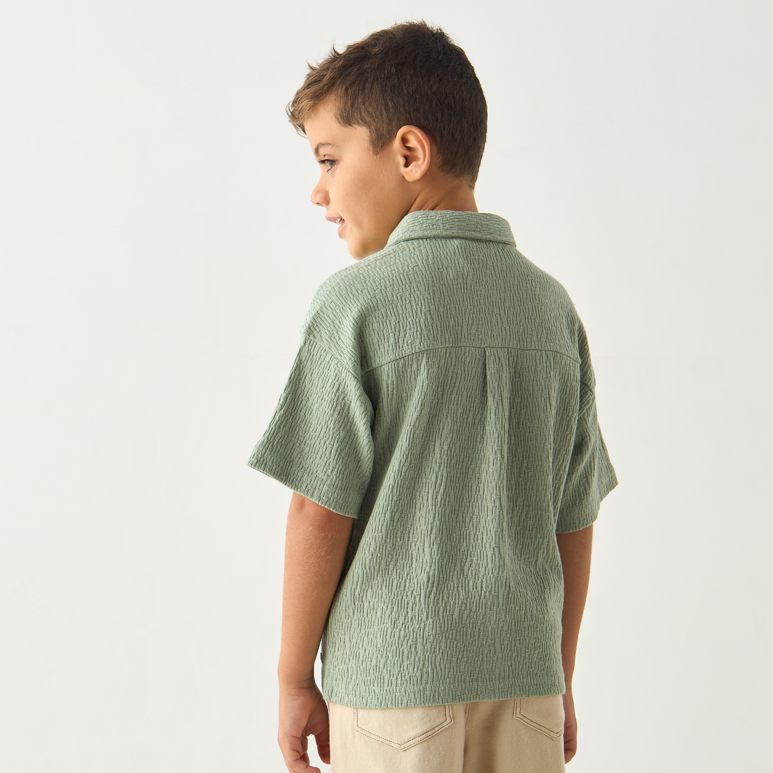 Eligo Textured Shirt with Short Sleeves-boys-clothing-shirts-image-3