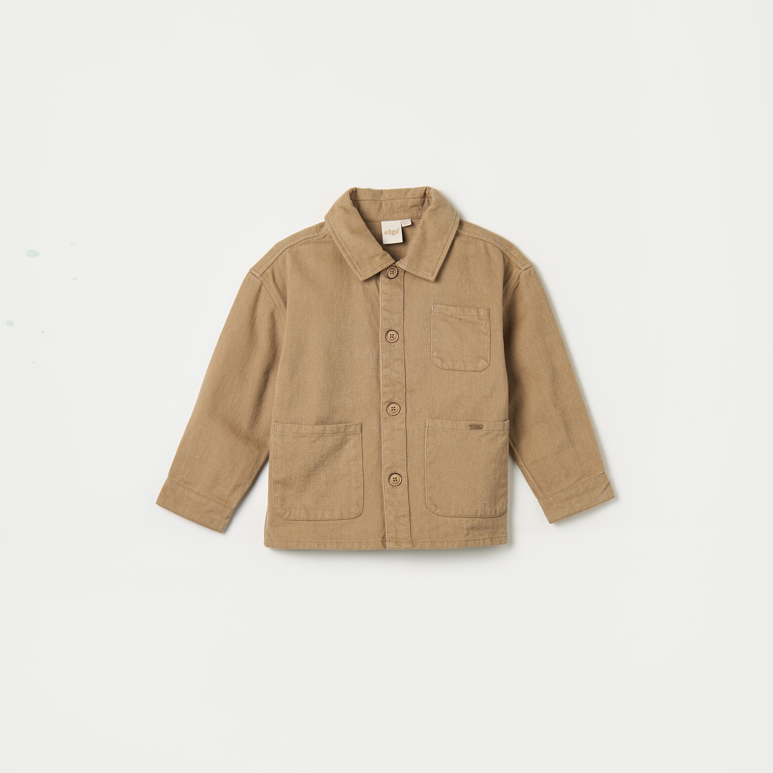 Eligo Solid Shirt with Long Sleeves and Pockets-cpbaby-clothing-boys-tops-shirts-image-1