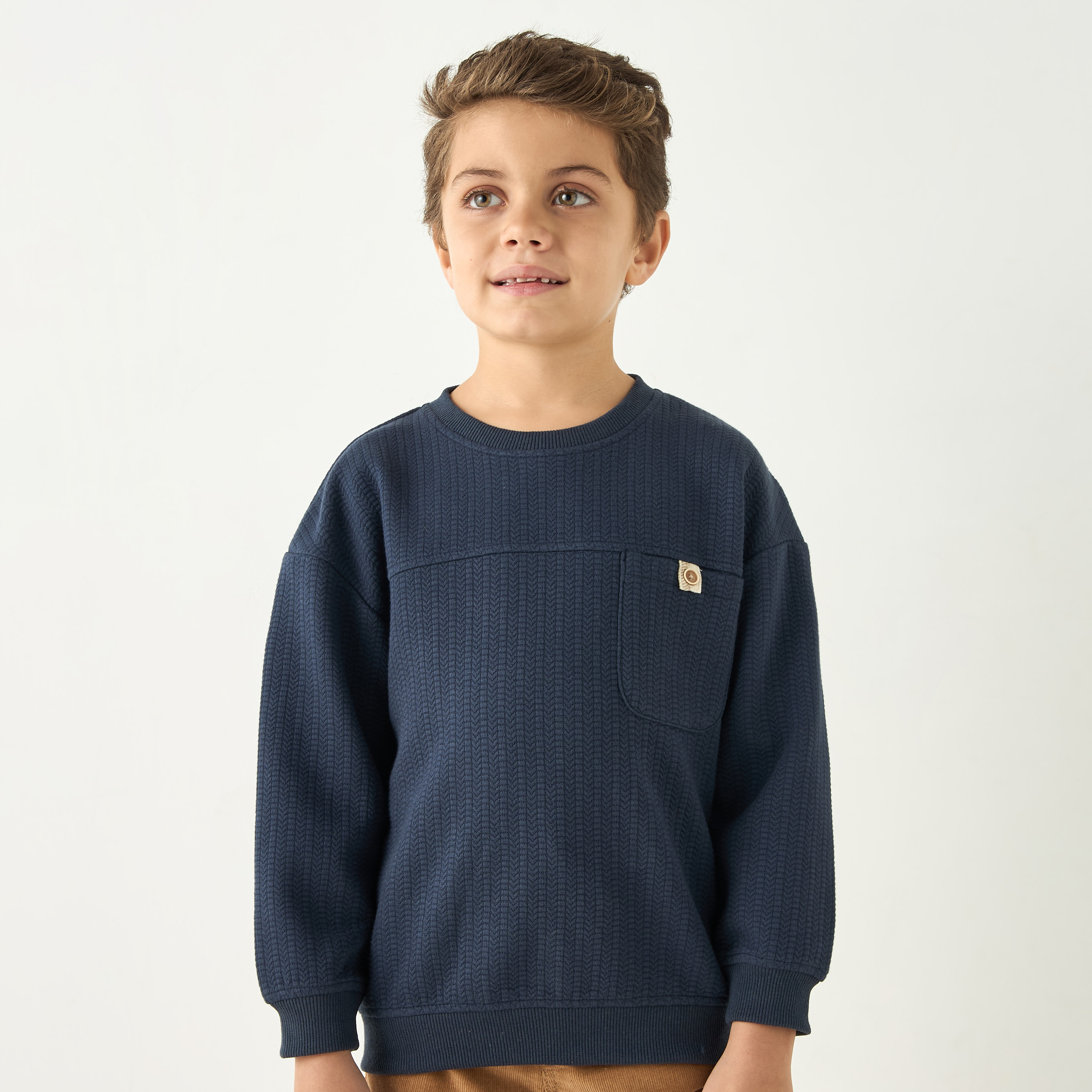 Shop Eligo Textured Sweater with Long Sleeves Online