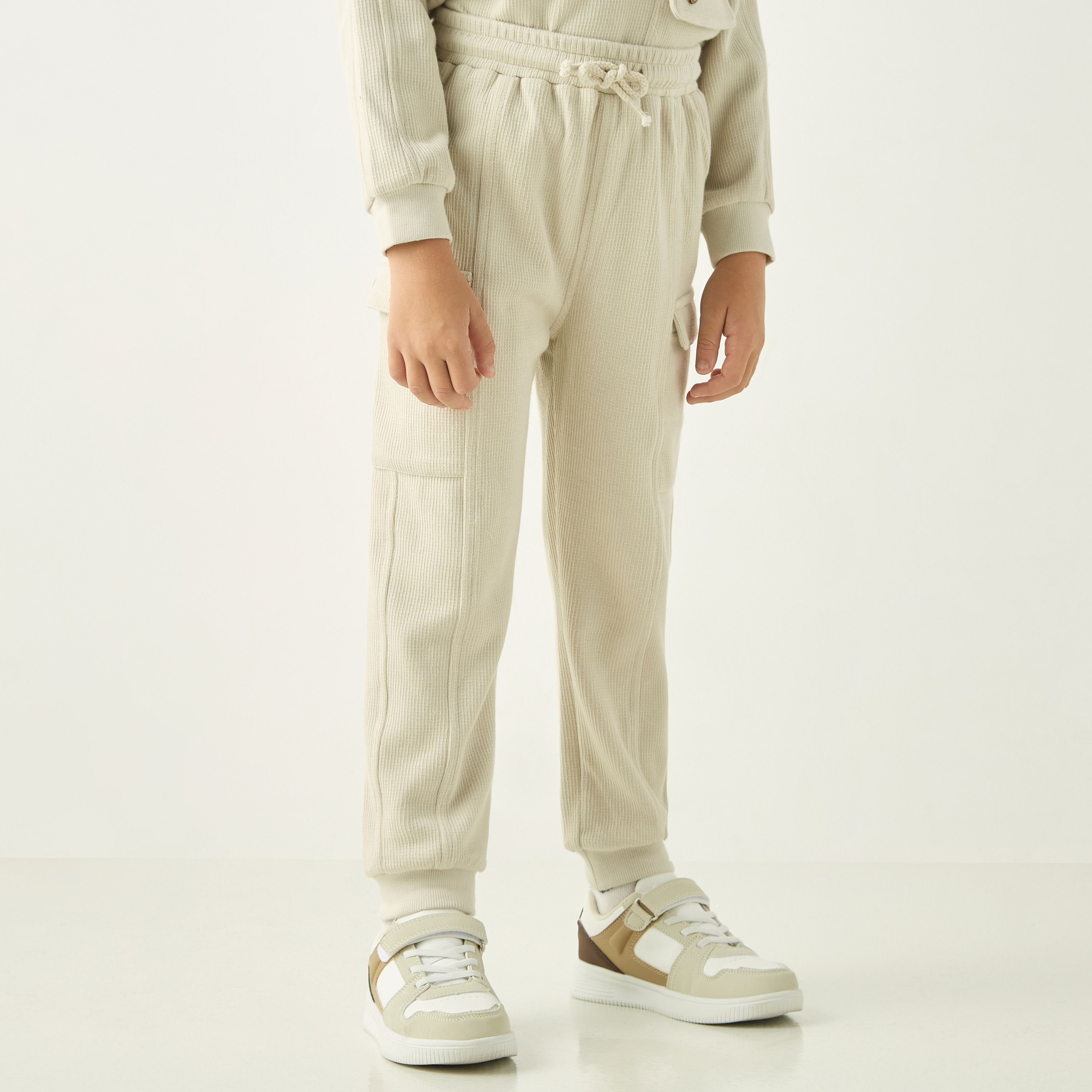 Eligo Waffle Textured Long Sleeve Sweatshirt and Joggers Set-baby-boys-clothing-winterwear-setsandcoords-image-3