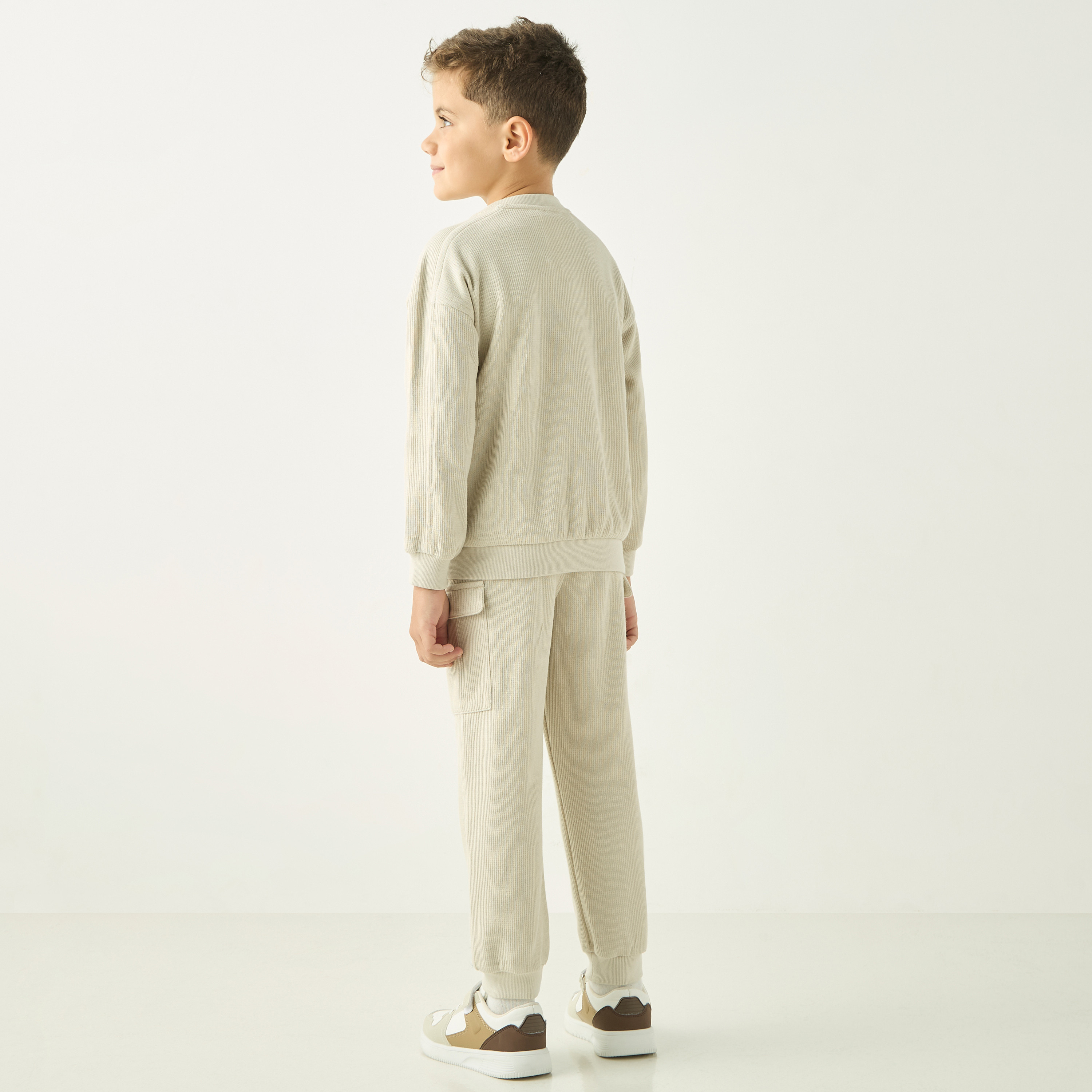 Eligo Waffle Textured Long Sleeve Sweatshirt and Joggers Set-baby-boys-clothing-winterwear-setsandcoords-image-4