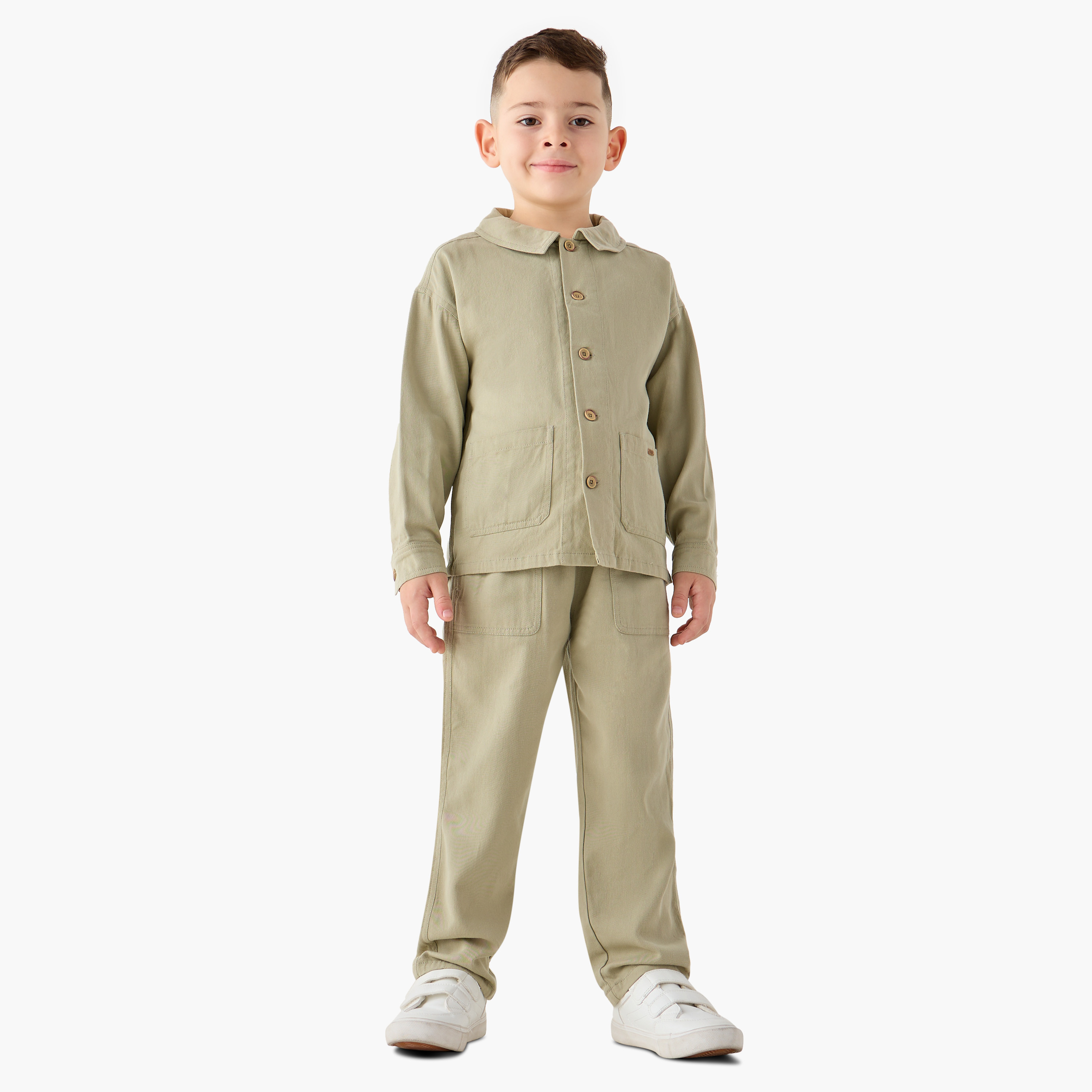 Eligo Solid Long Sleeves Shirt and Pants Set-baby-boys-clothing-winterwear-setsandcoords-image-1