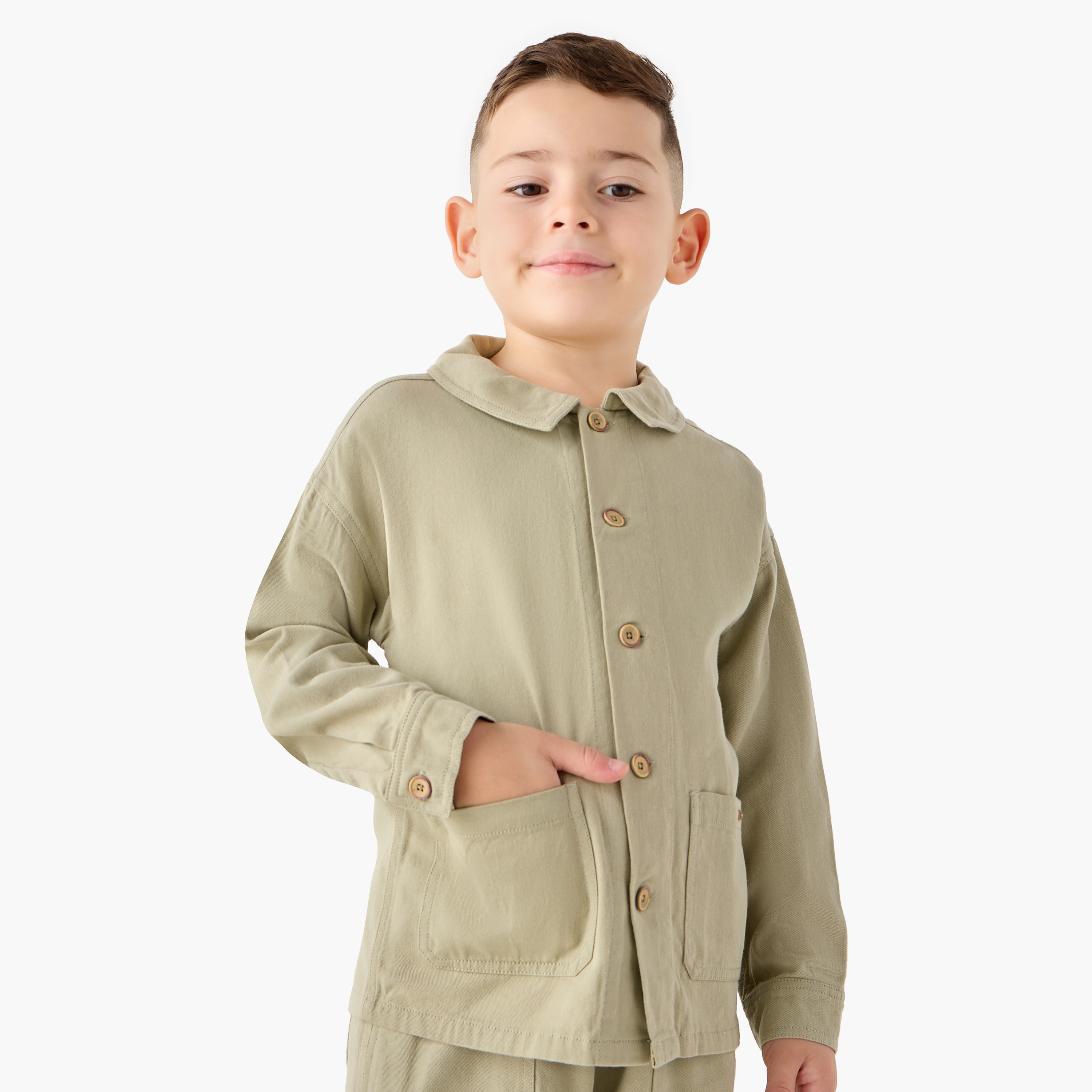 Eligo Solid Long Sleeves Shirt and Pants Set-baby-boys-clothing-winterwear-setsandcoords-image-2