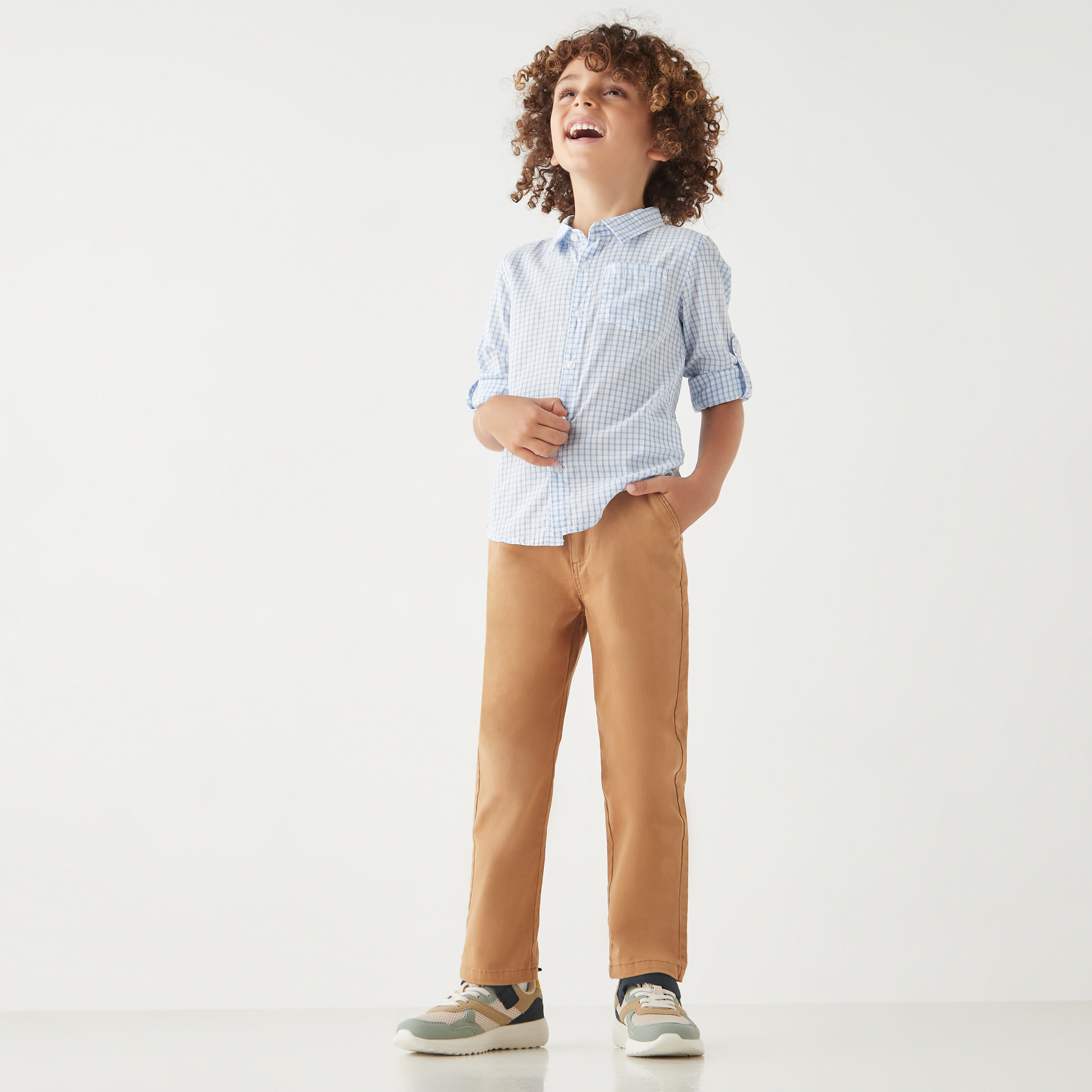 Lee Cooper Checked Shirt with Collar and Long Sleeves-boys-clothing-shirts-image-2