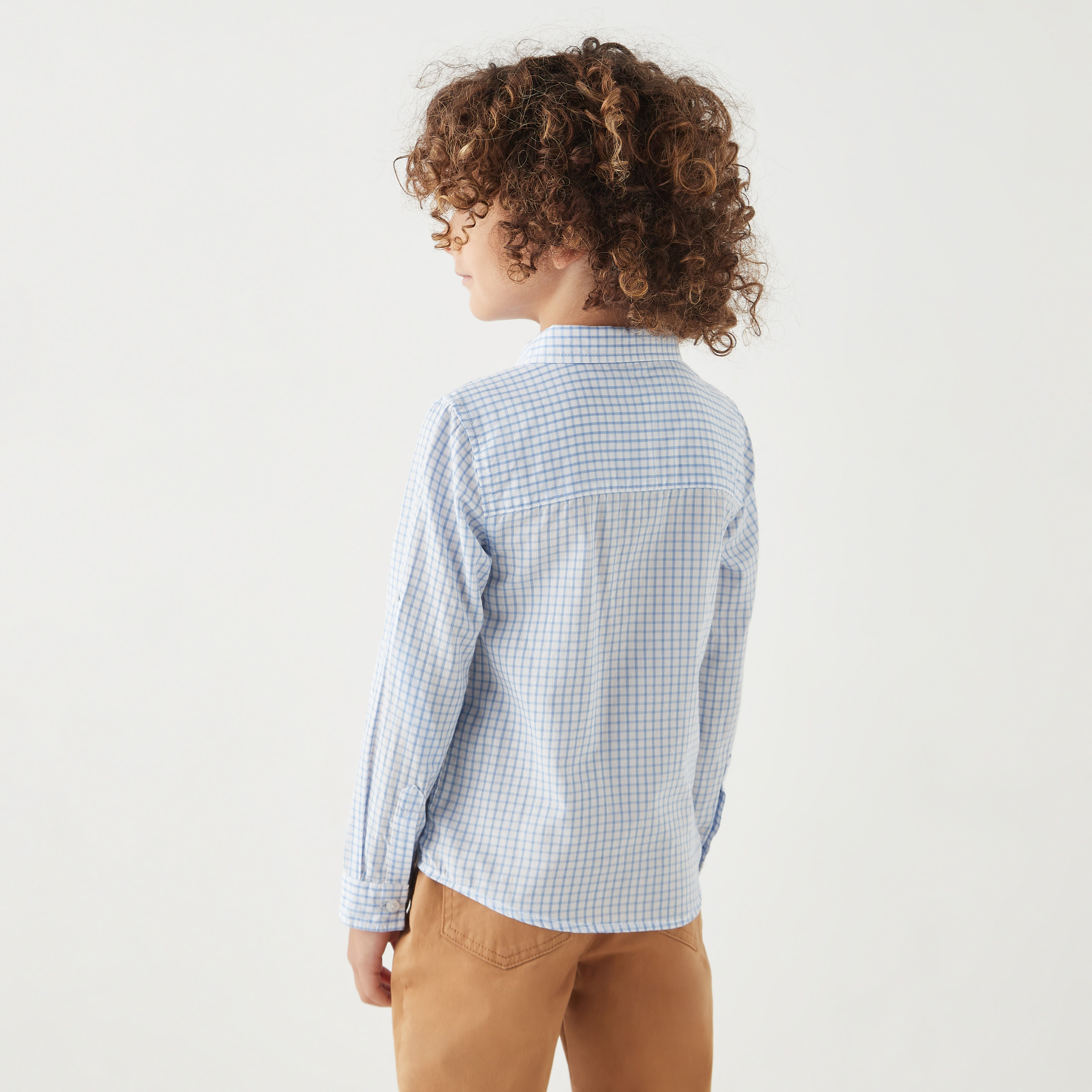 Lee Cooper Checked Shirt with Collar and Long Sleeves-boys-clothing-shirts-image-3