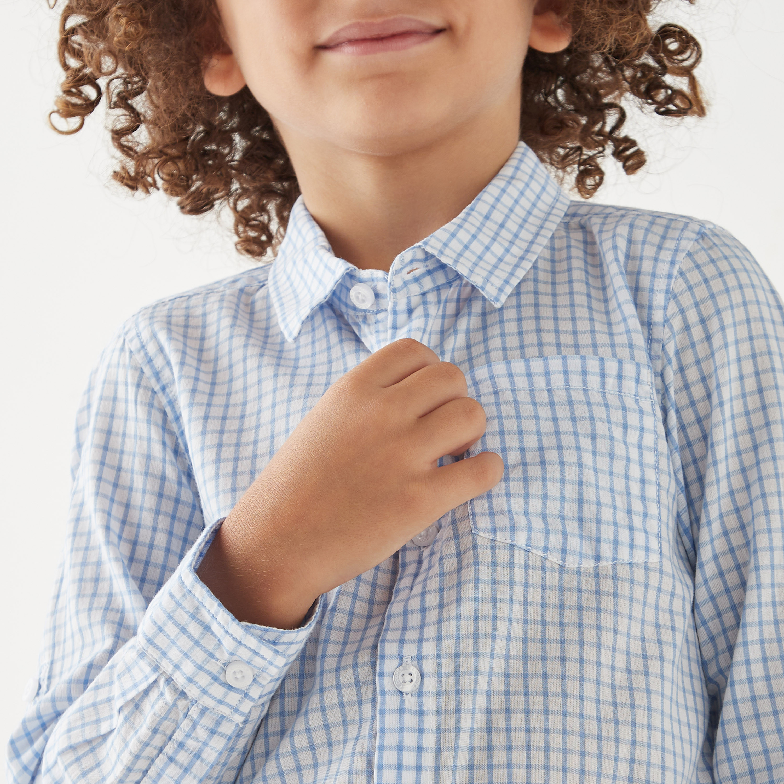 Lee Cooper Checked Shirt with Collar and Long Sleeves-boys-clothing-shirts-image-4