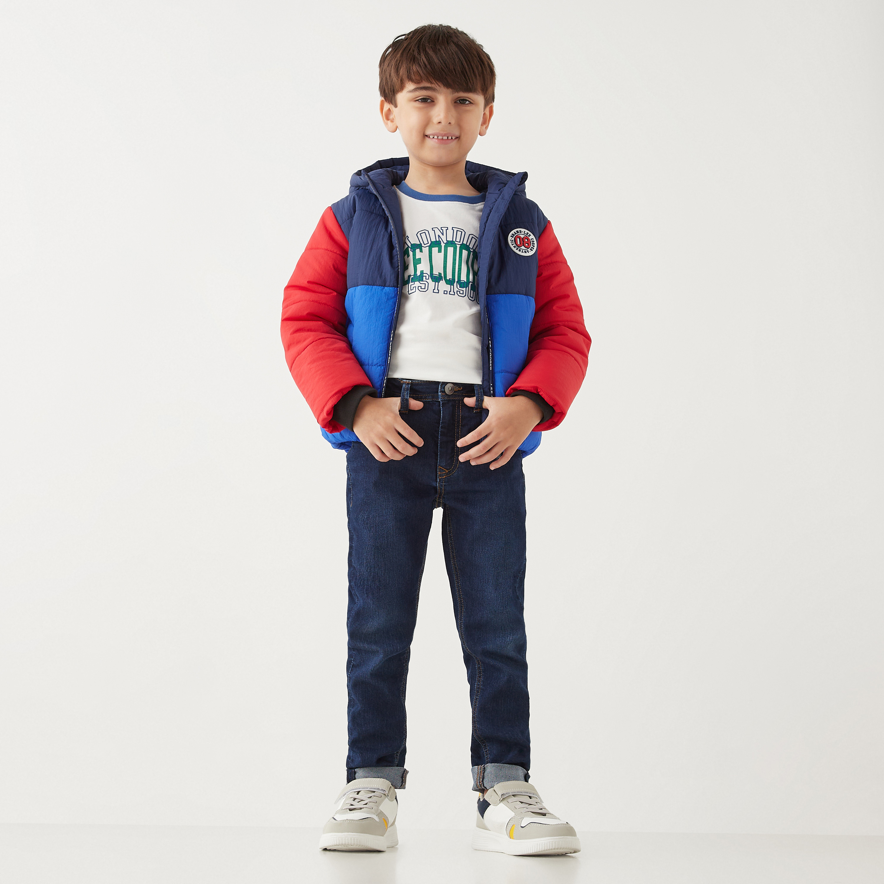 Lee Cooper Colourblock Zip Through Puffer Jacket with Hood and Pockets-cpbaby-clothing-boys-winterwear-coatsandjackets-image-2