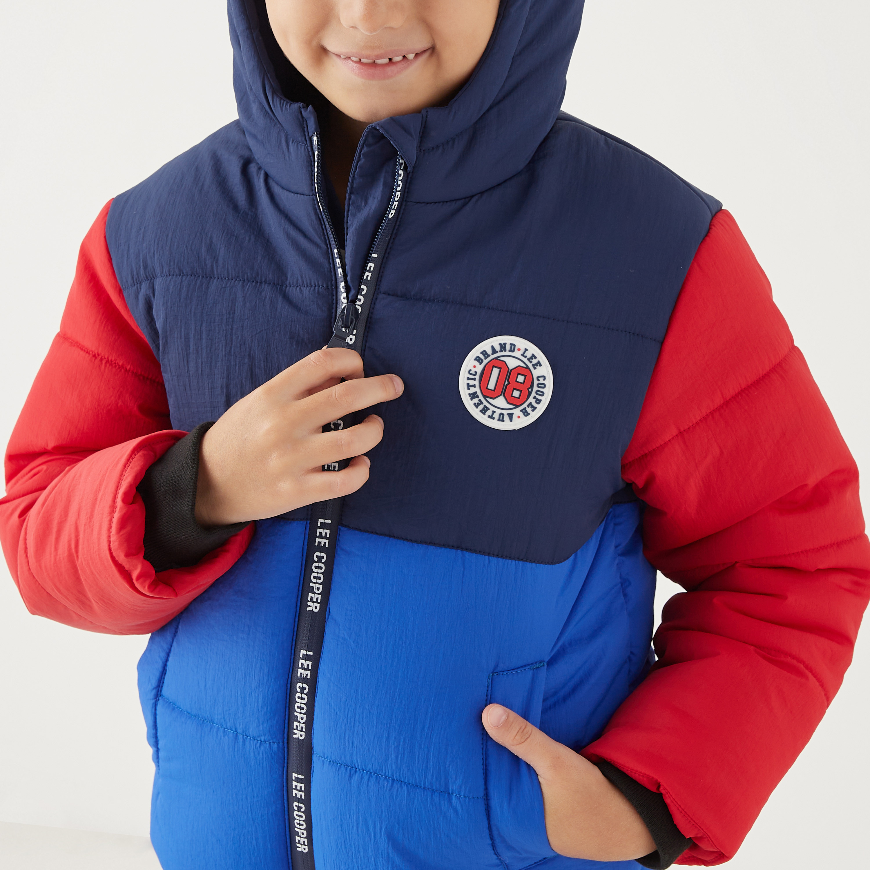 Lee Cooper Colourblock Zip Through Puffer Jacket with Hood and Pockets-cpbaby-clothing-boys-winterwear-coatsandjackets-image-4