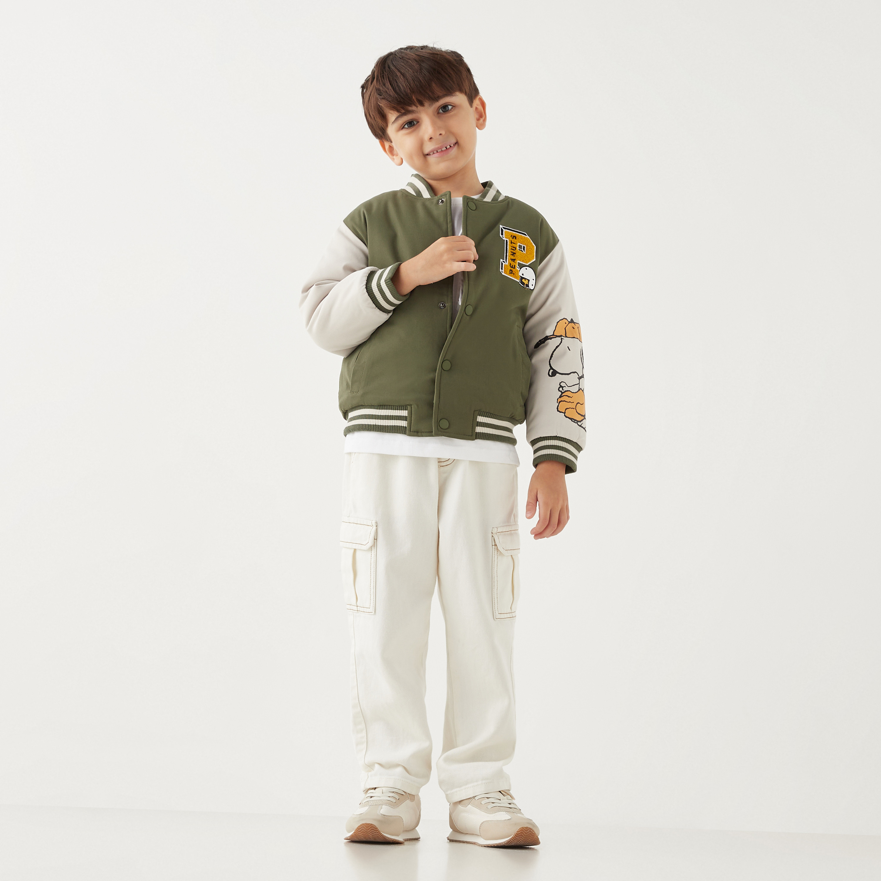 Snoopy Dog Print Button Through Jacket with Pockets-boys-clothing-jacketsandcoats-image-2