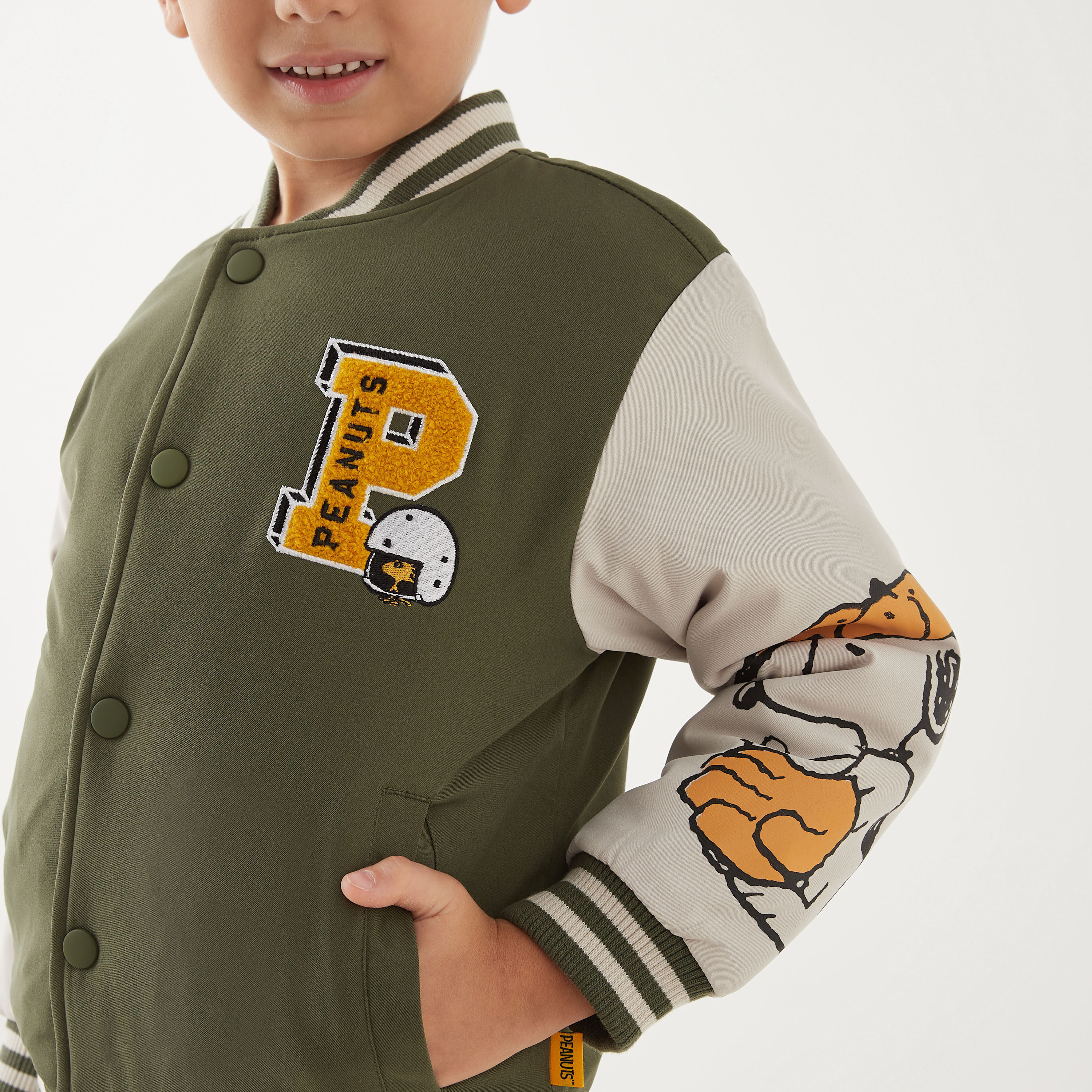 Snoopy Dog Print Button Through Jacket with Pockets-boys-clothing-jacketsandcoats-image-4